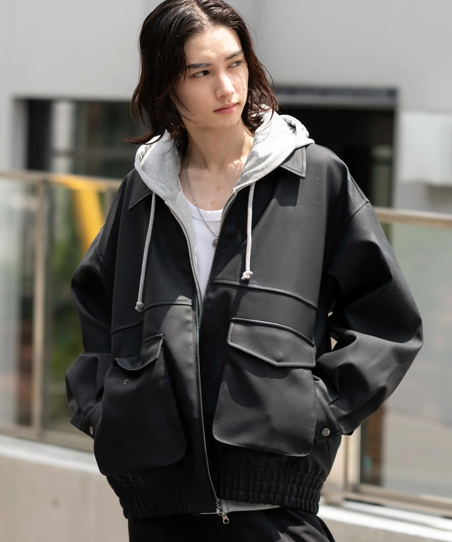 PUダブルZIPフライトブルゾン - Image 38