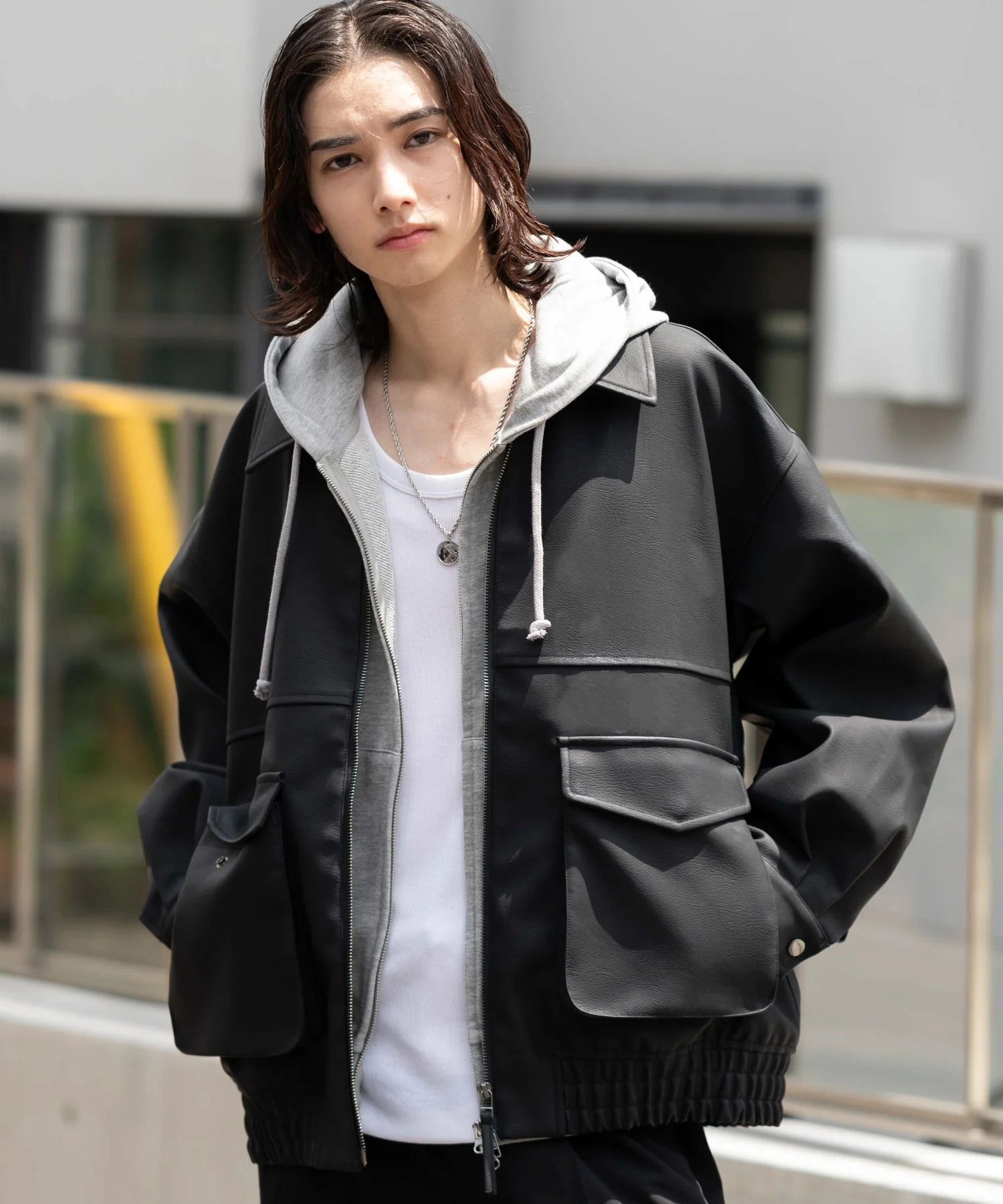 PUダブルZIPフライトブルゾン - Image 40