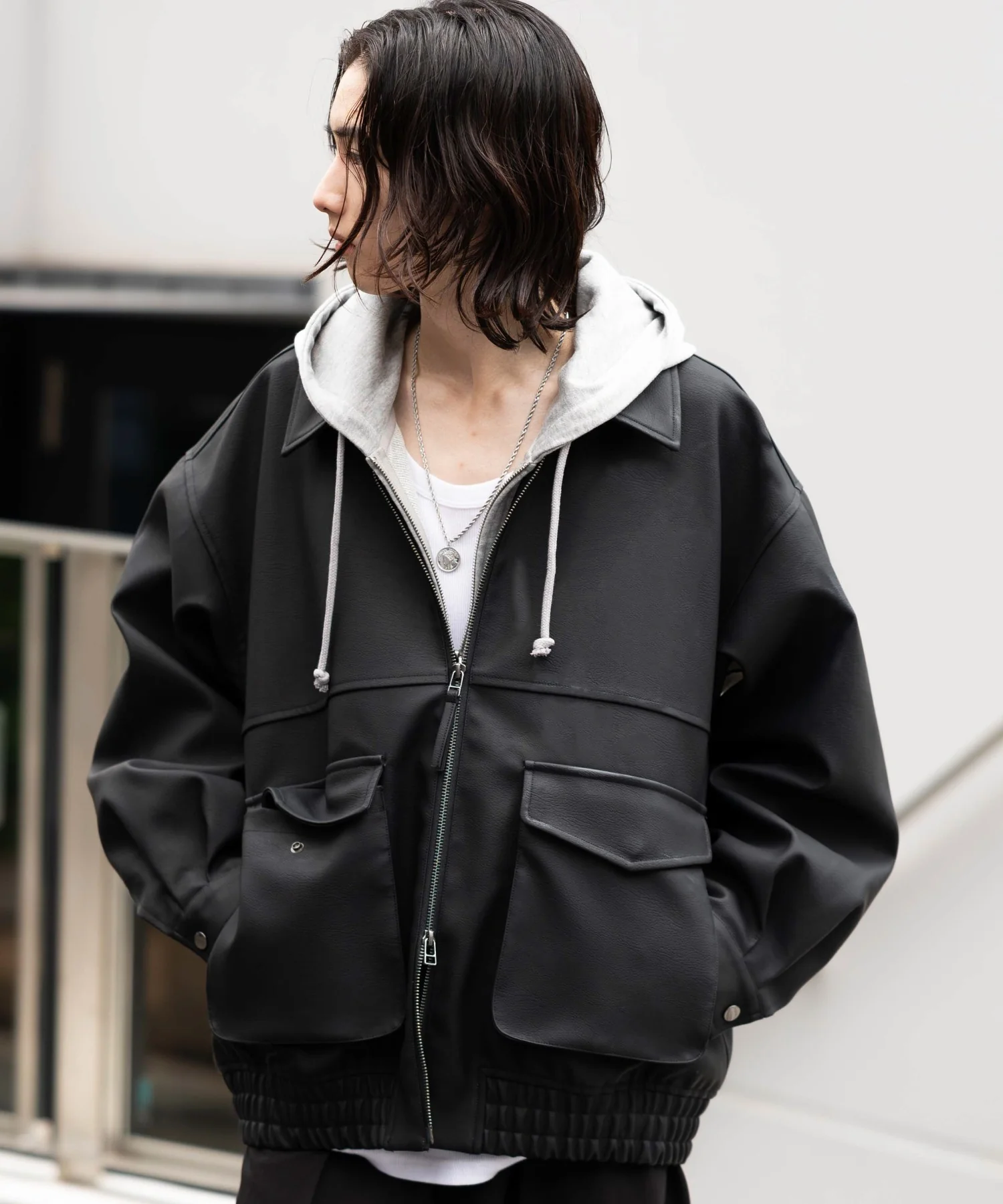 PUダブルZIPフライトブルゾン - Image 41