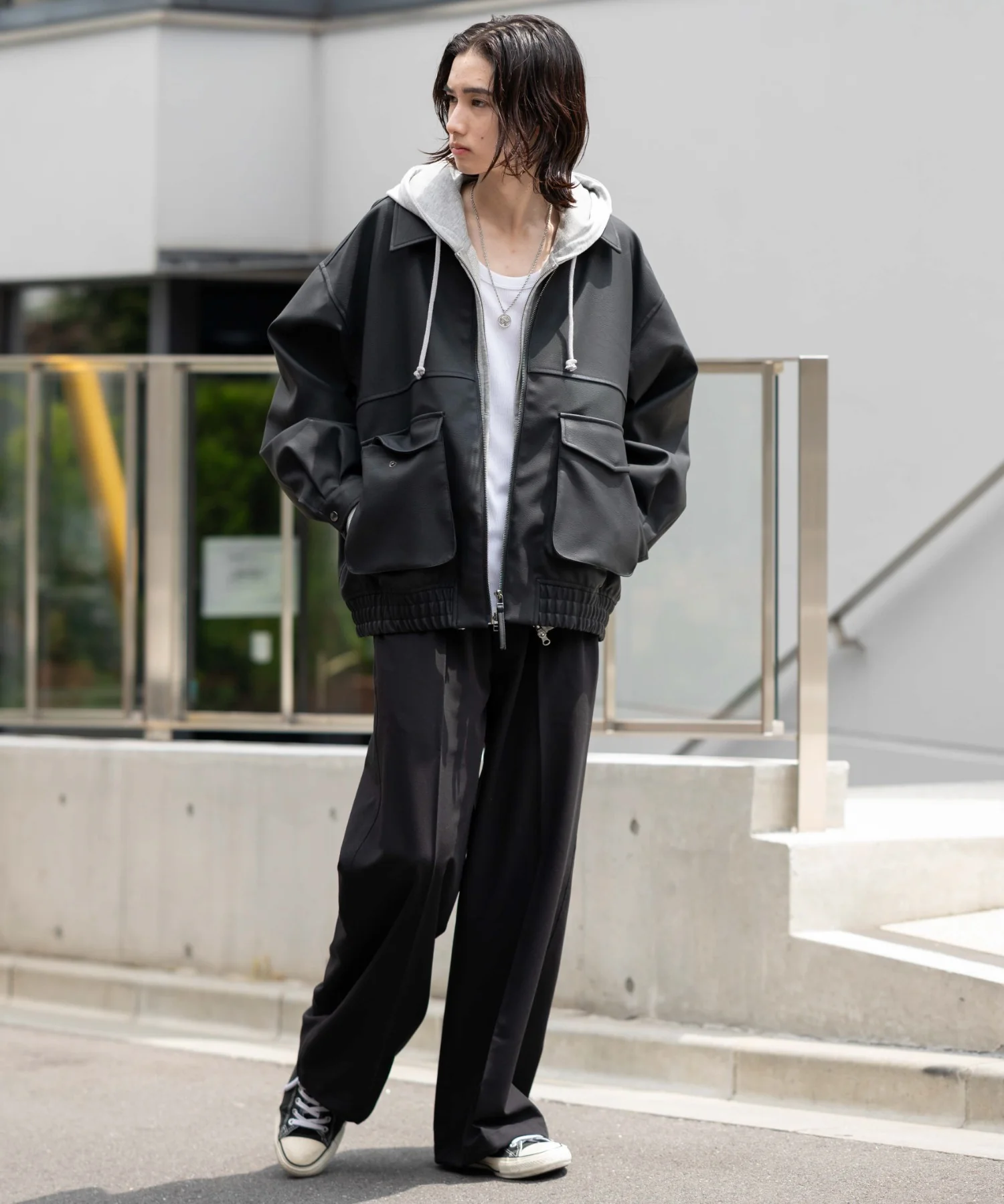 PUダブルZIPフライトブルゾン - Image 42