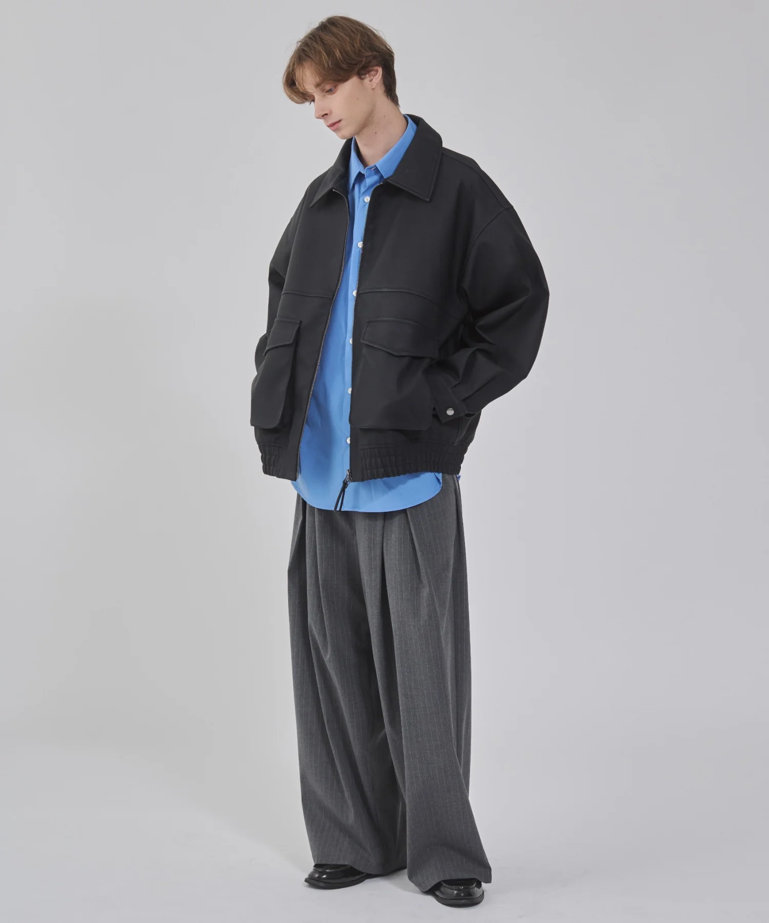 PUダブルZIPフライトブルゾン - Image 52