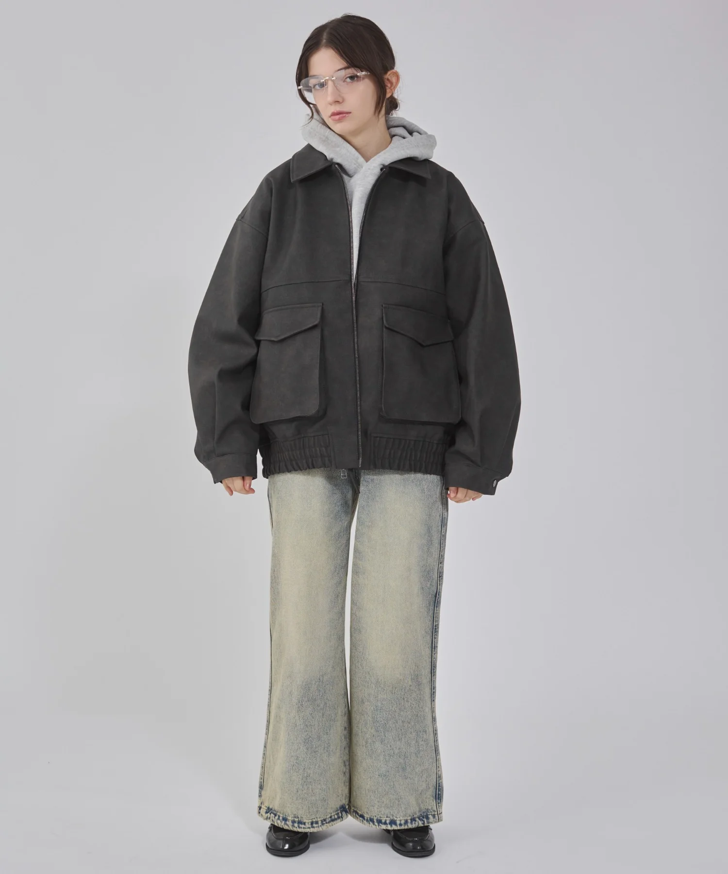 PUダブルZIPフライトブルゾン - Image 69