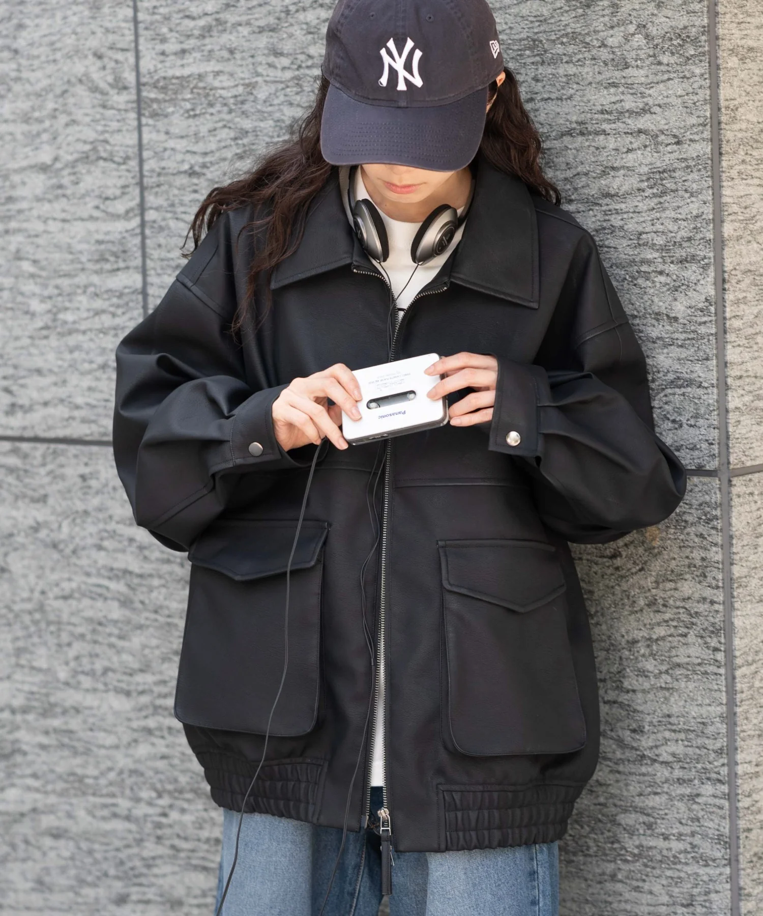 PUダブルZIPフライトブルゾン - Image 8