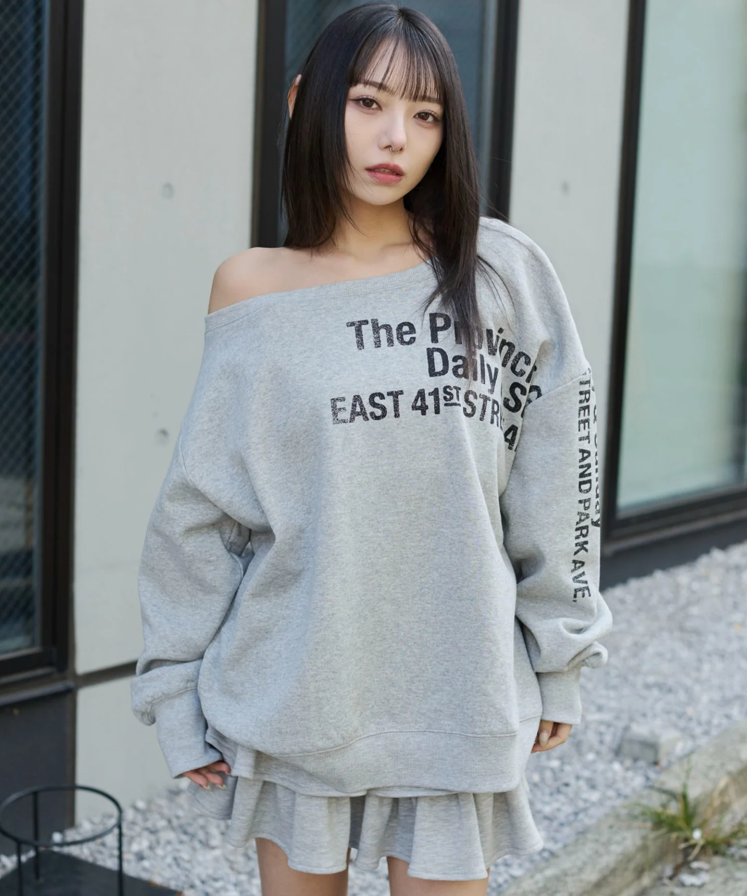 裏起毛2WAYグラフィックワンショルBIGスウェット - Image 24