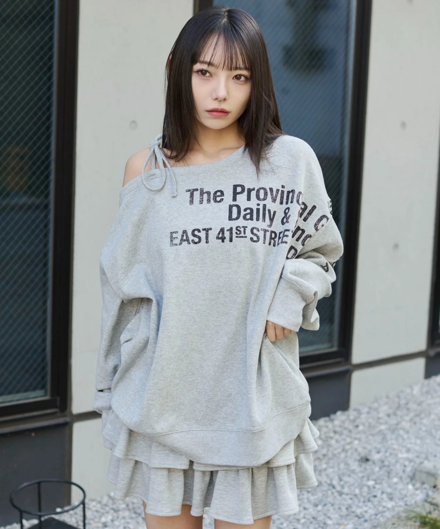 裏起毛2WAYグラフィックワンショルBIGスウェット - Image 3