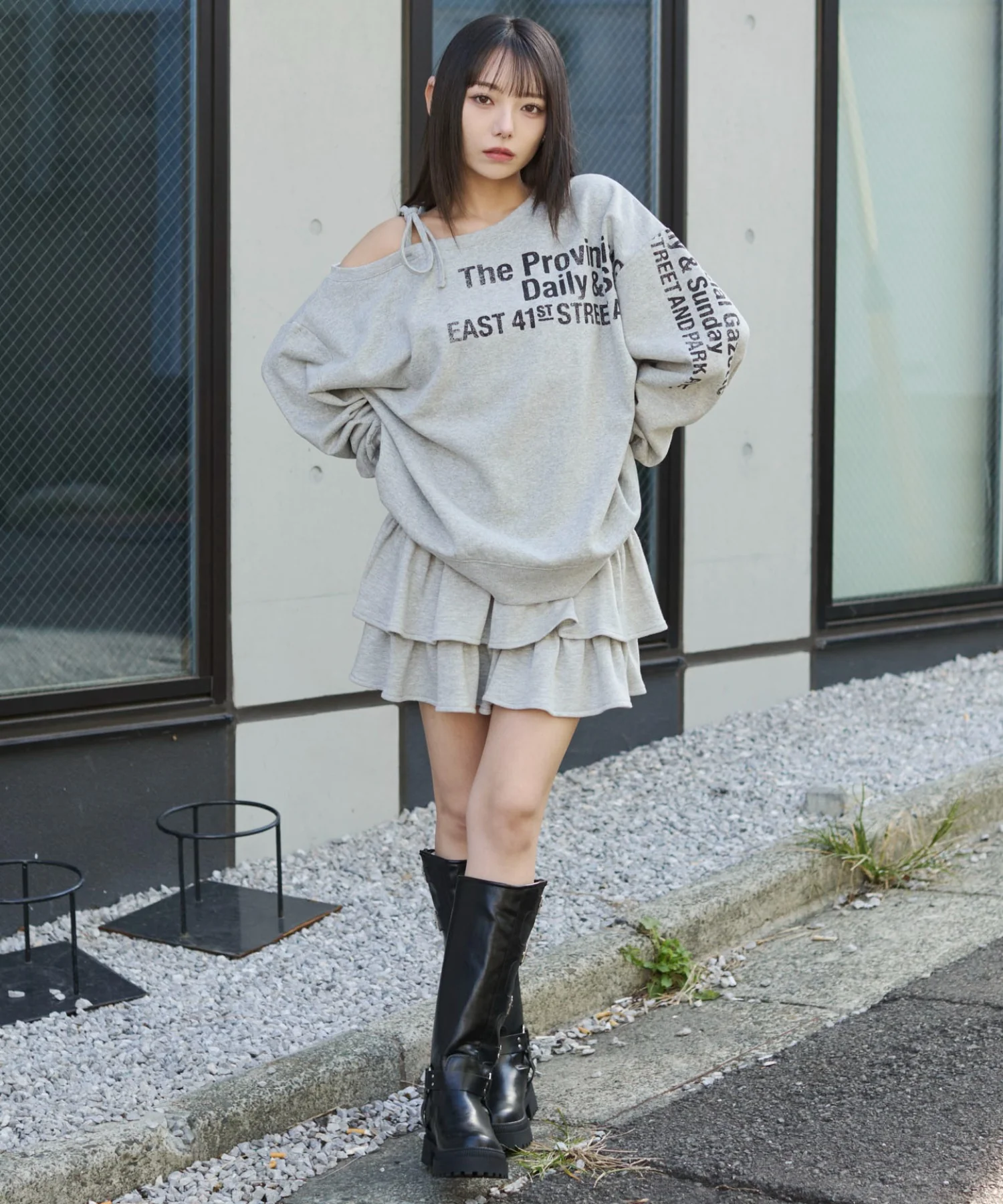 裏起毛2WAYグラフィックワンショルBIGスウェット - Image 7