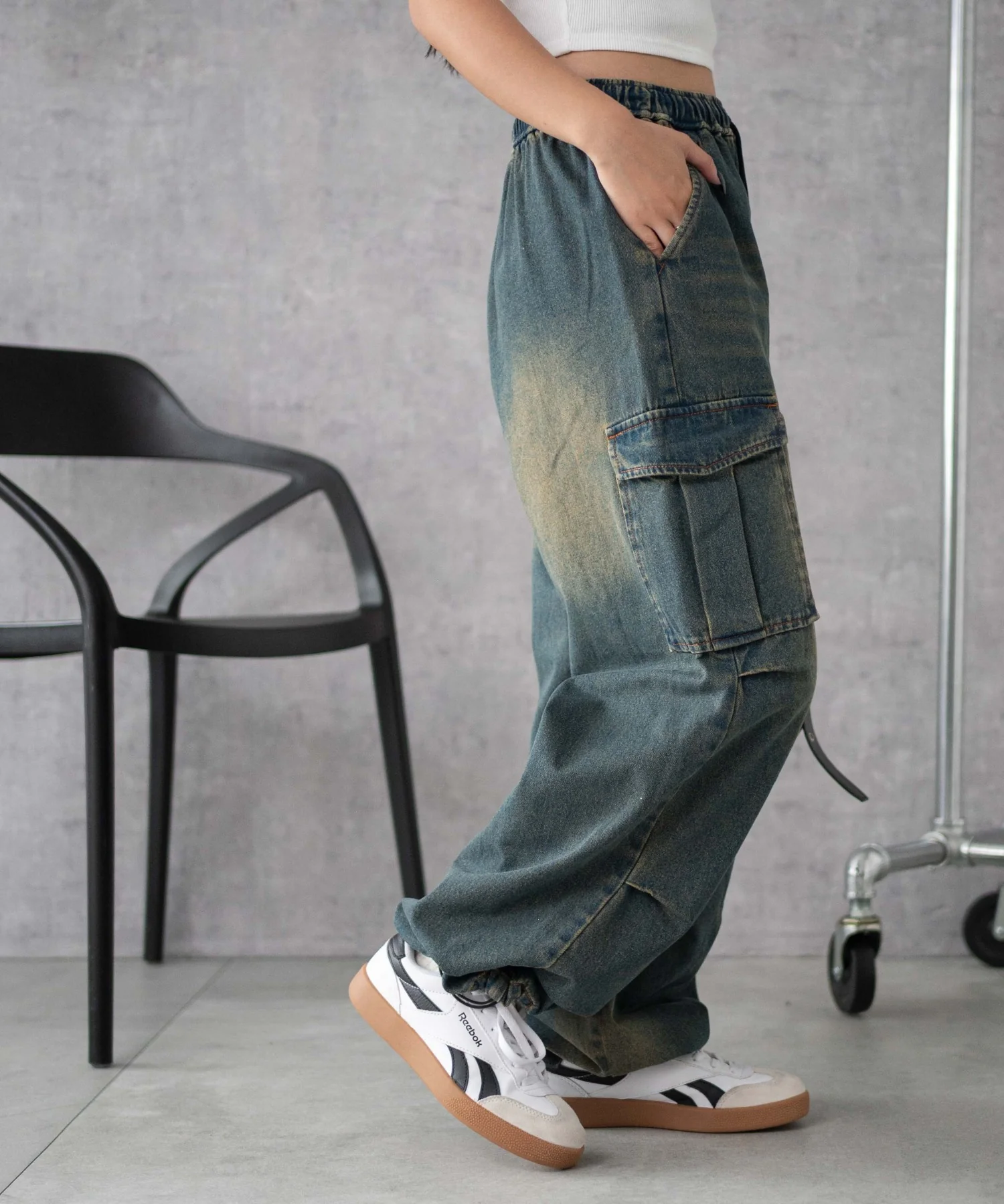デニムイージーパラシュートカーゴパンツ - Image 18