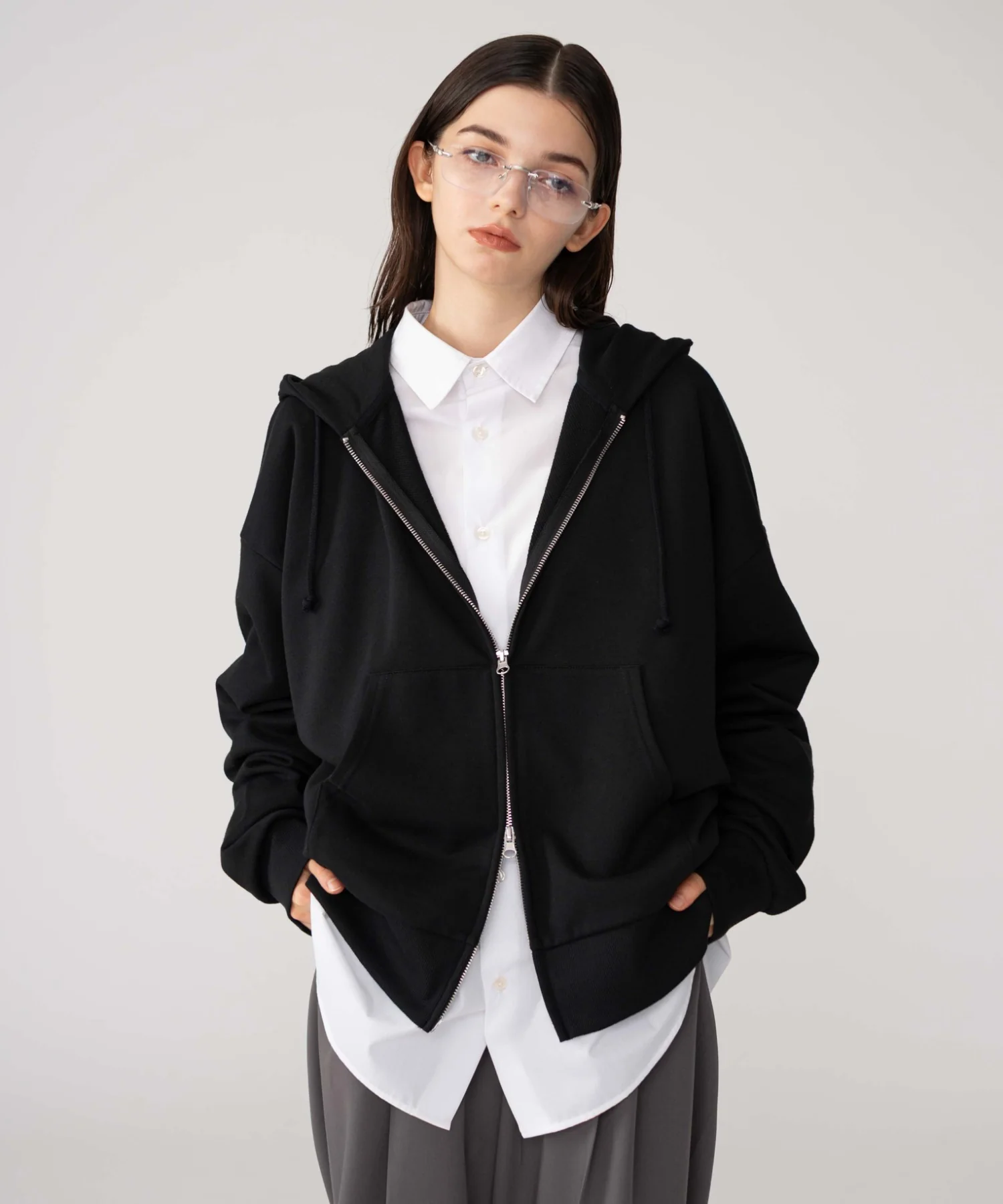コンパクトフィットダブルZIPパーカー - Image 6