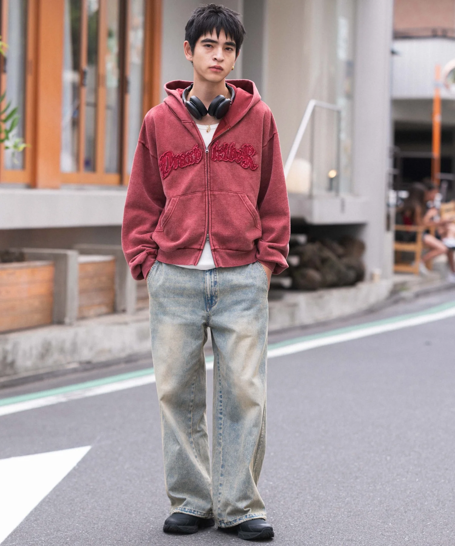 裏起毛ショートグラフィックZIPパーカー - Image 11
