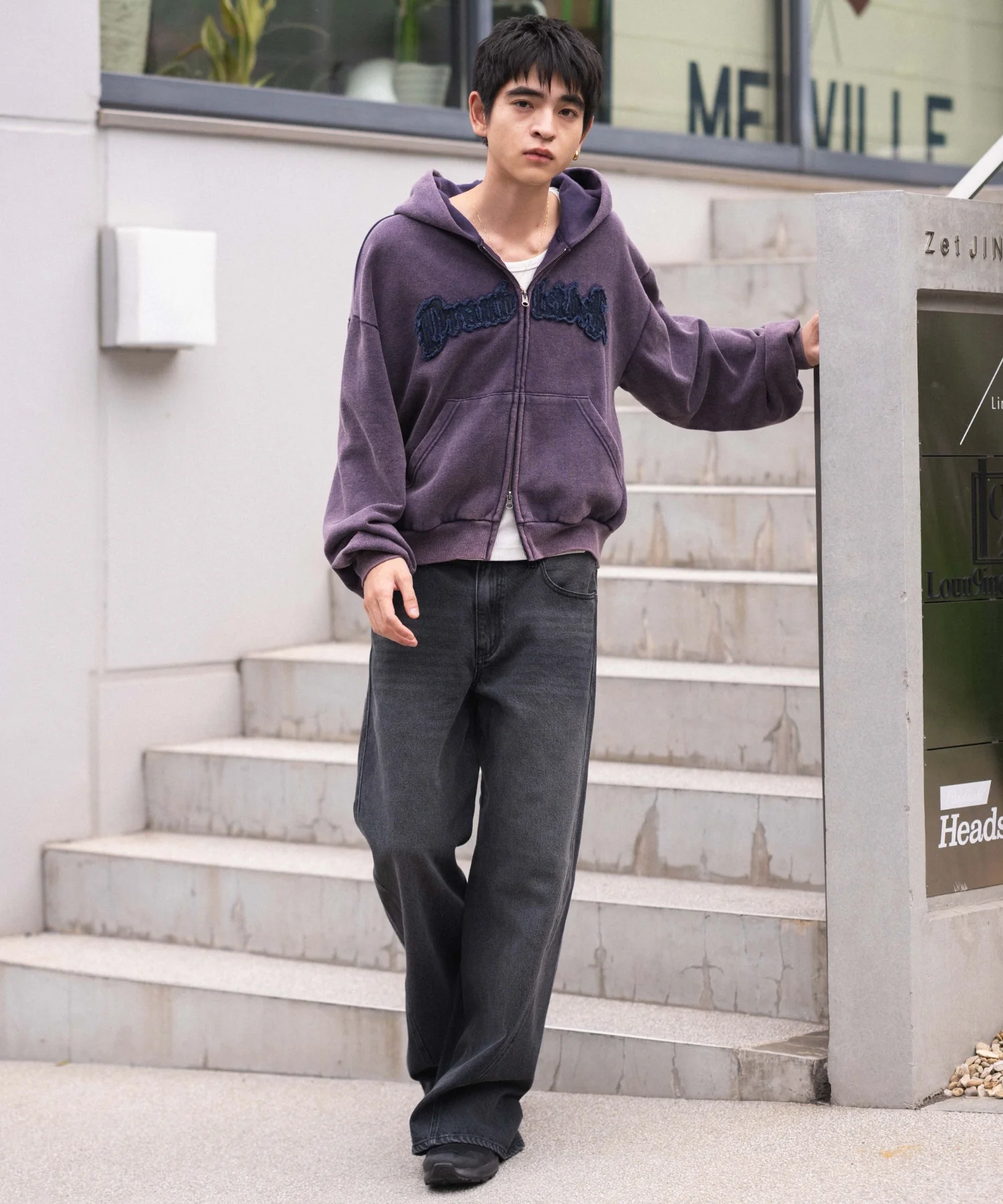 裏起毛ショートグラフィックZIPパーカー - Image 14