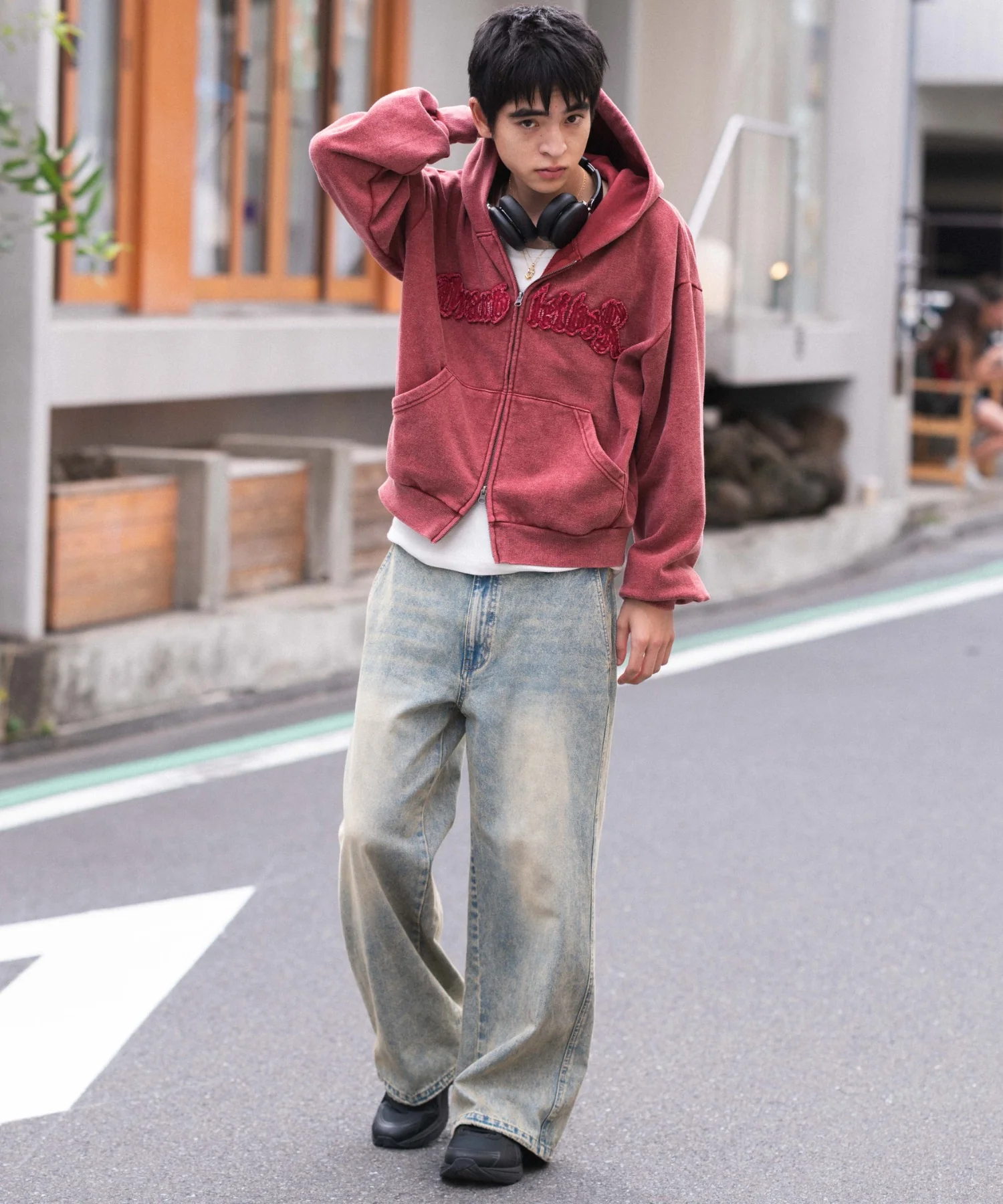 裏起毛ショートグラフィックZIPパーカー - Image 42
