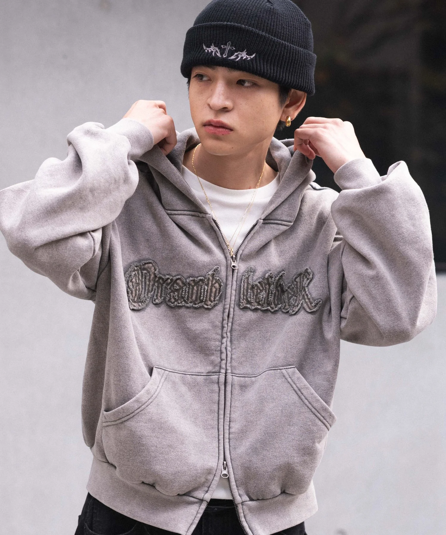 裏起毛ショートグラフィックZIPパーカー - Image 59