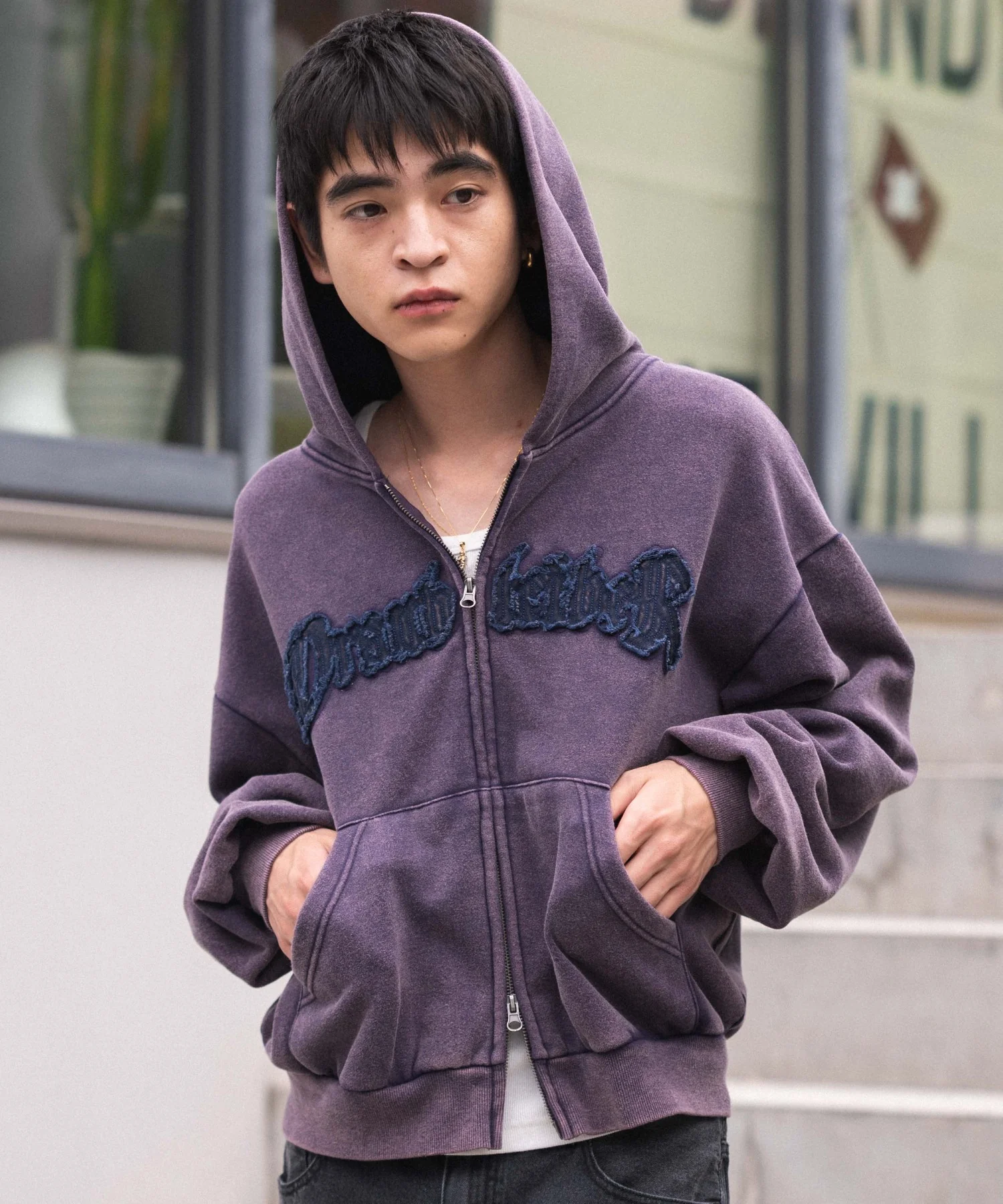 裏起毛ショートグラフィックZIPパーカー - Image 6