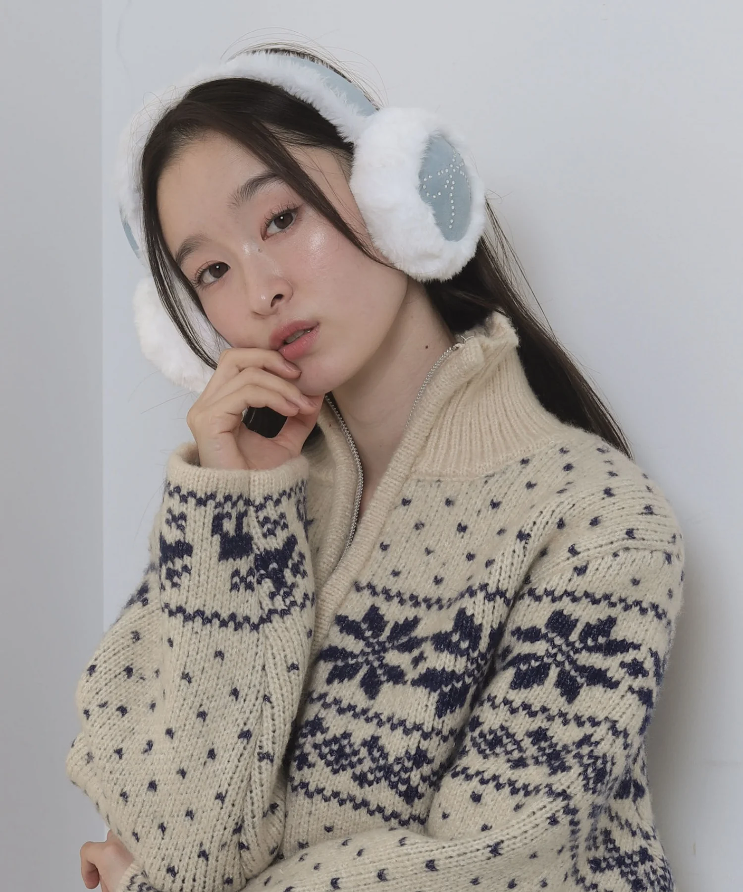 リボンラインストーンファーイヤーマフ - Image 6