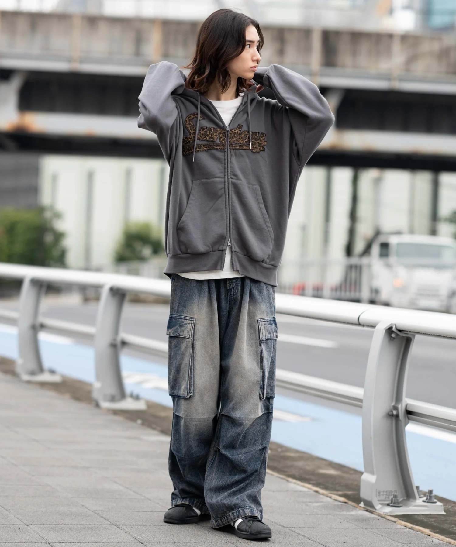 レオパードワッペンダブルZIPパーカー - Image 4