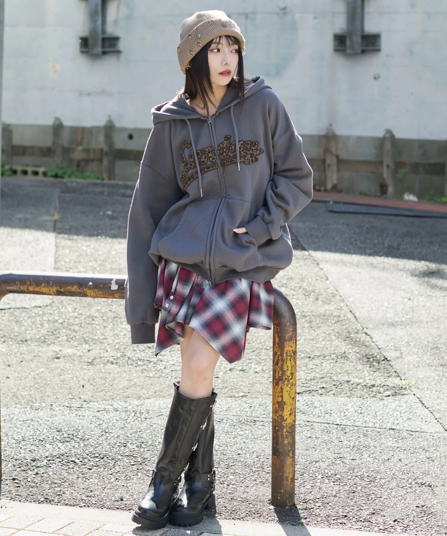 レオパードワッペンダブルZIPパーカー - Image 5