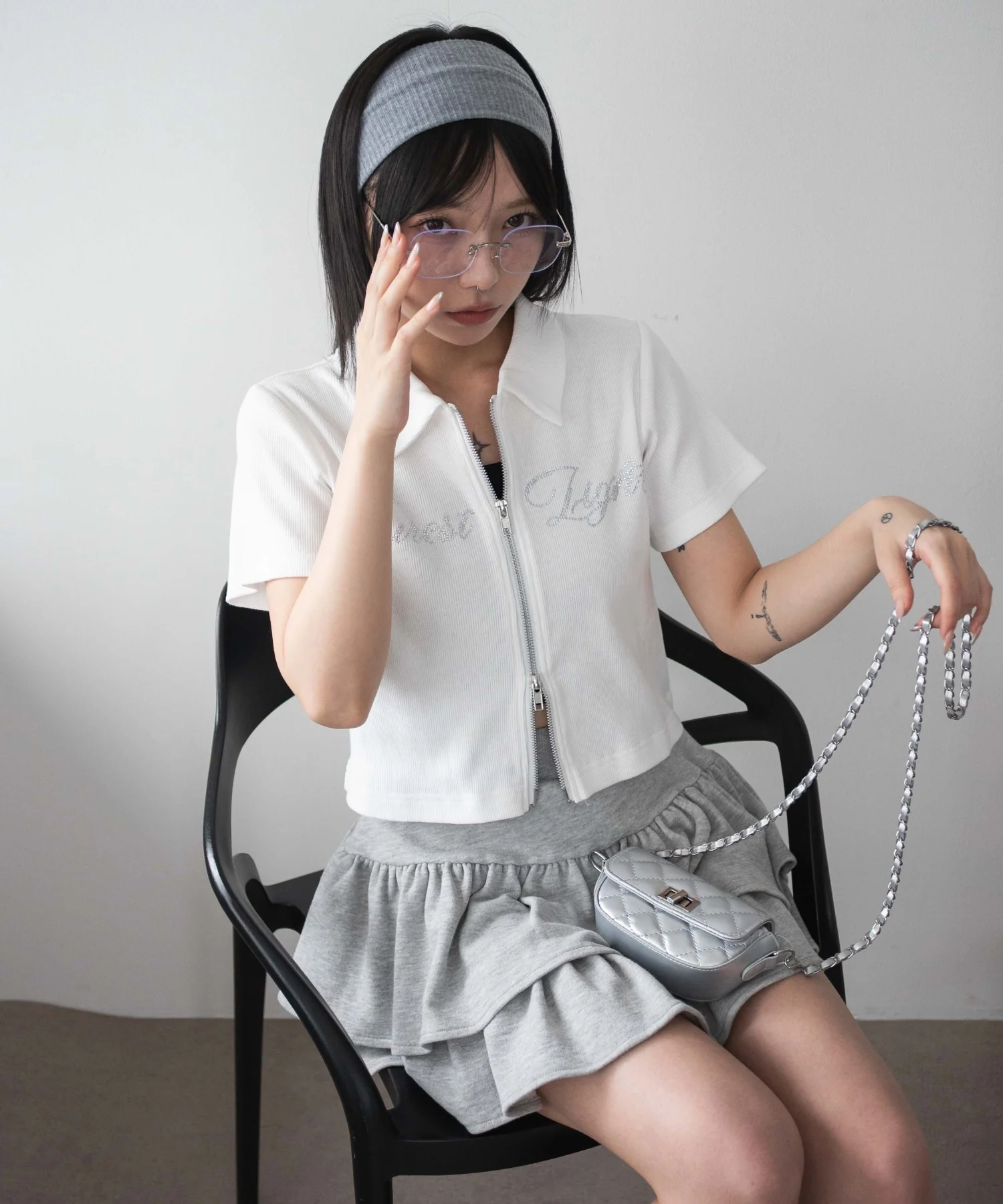 ラインストーンロゴWZIPトップス - Image 12