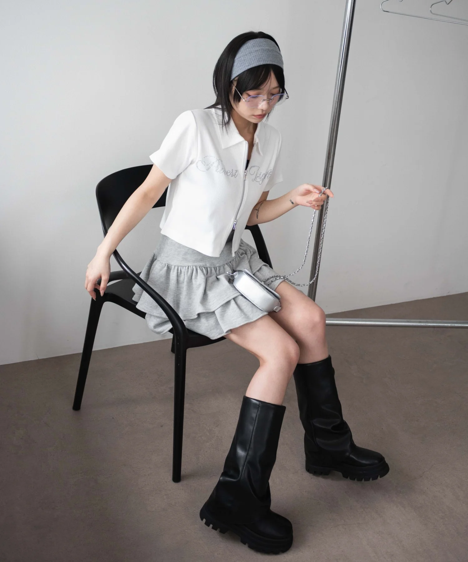 ラインストーンロゴWZIPトップス - Image 3