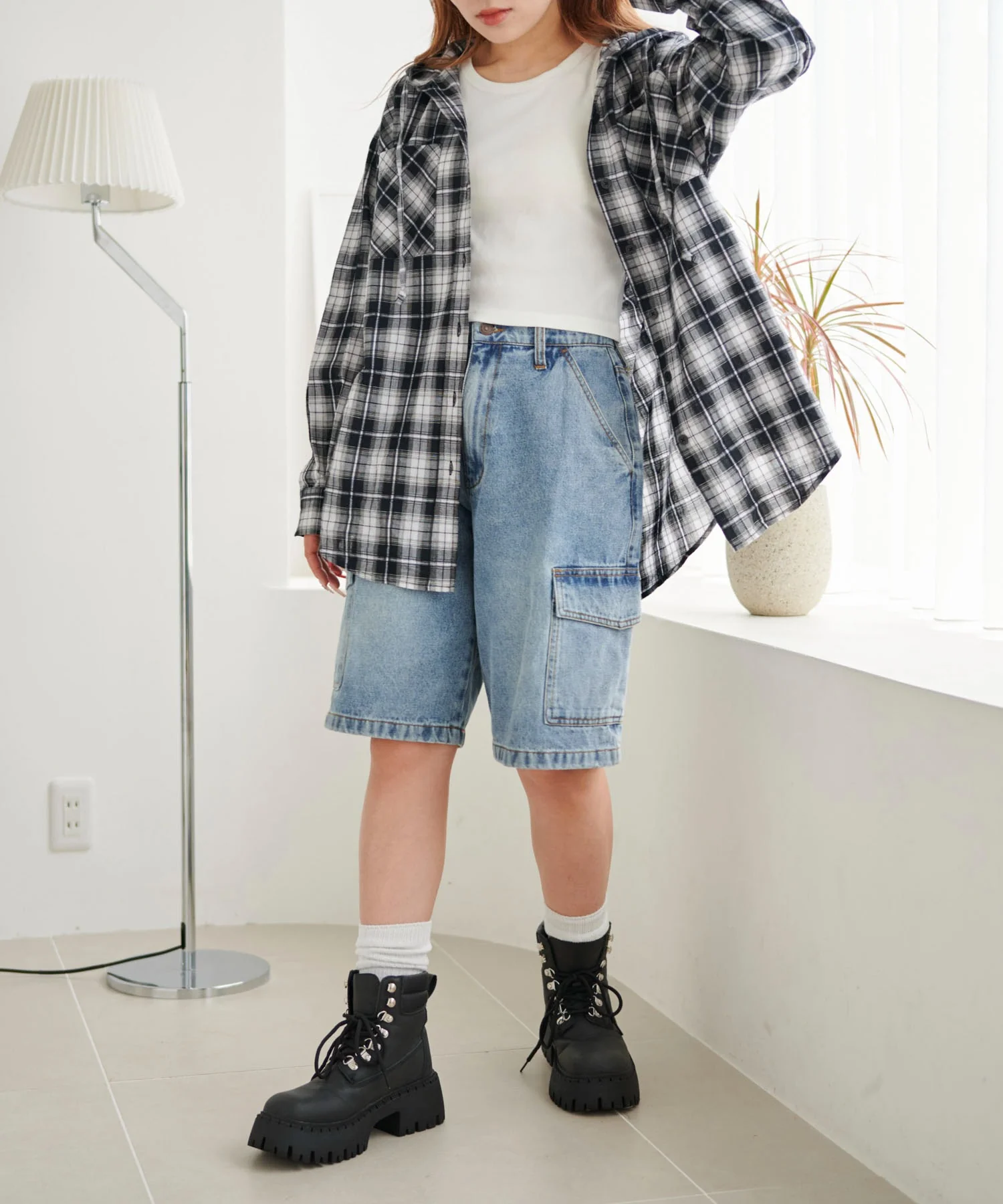 フードチェックBIGシャツ - Image 16