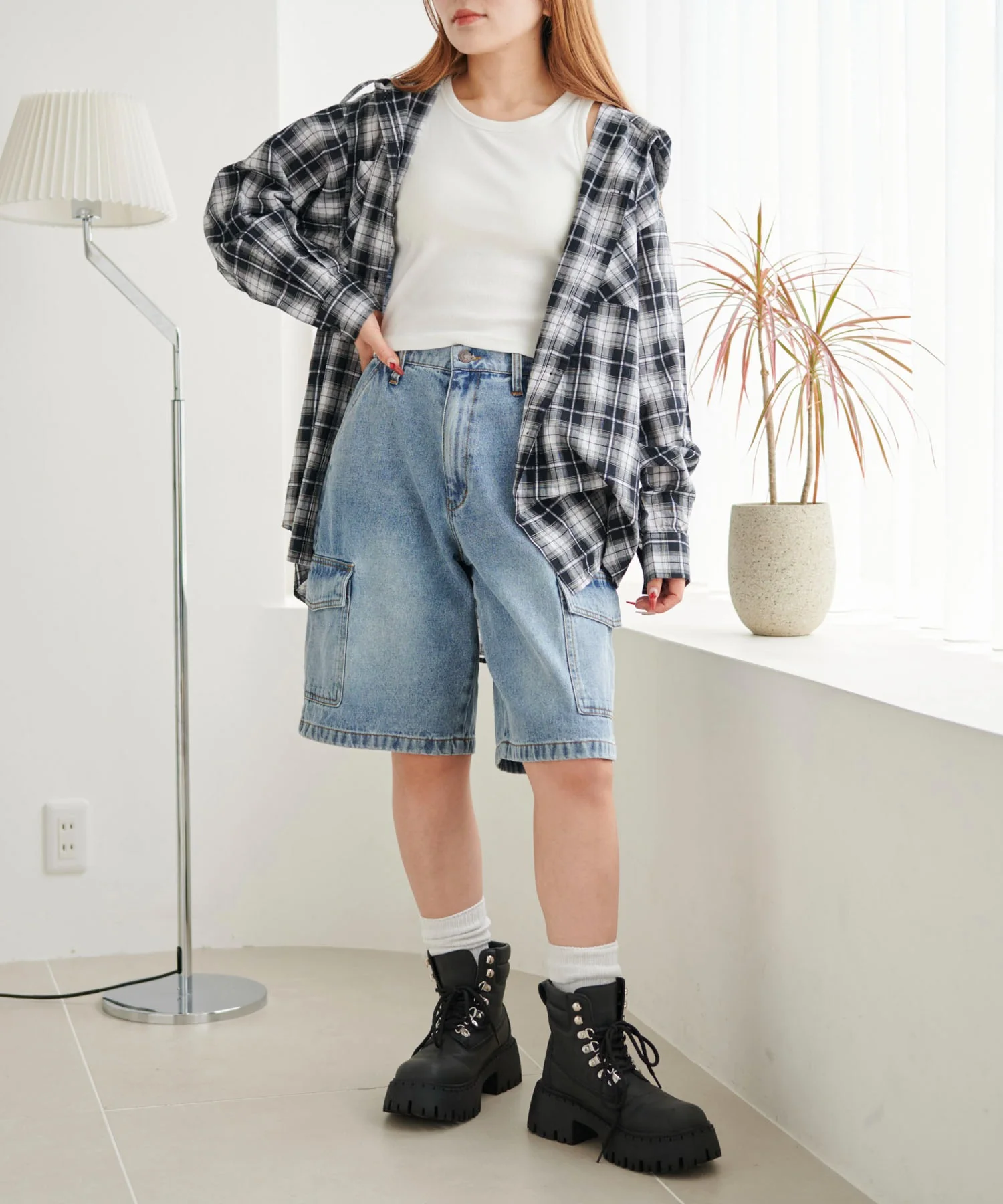 フードチェックBIGシャツ - Image 4