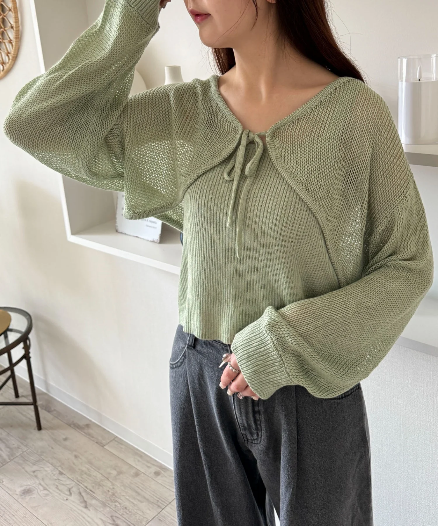 アンサンブルメッシュリボンカーディガン - Image 8