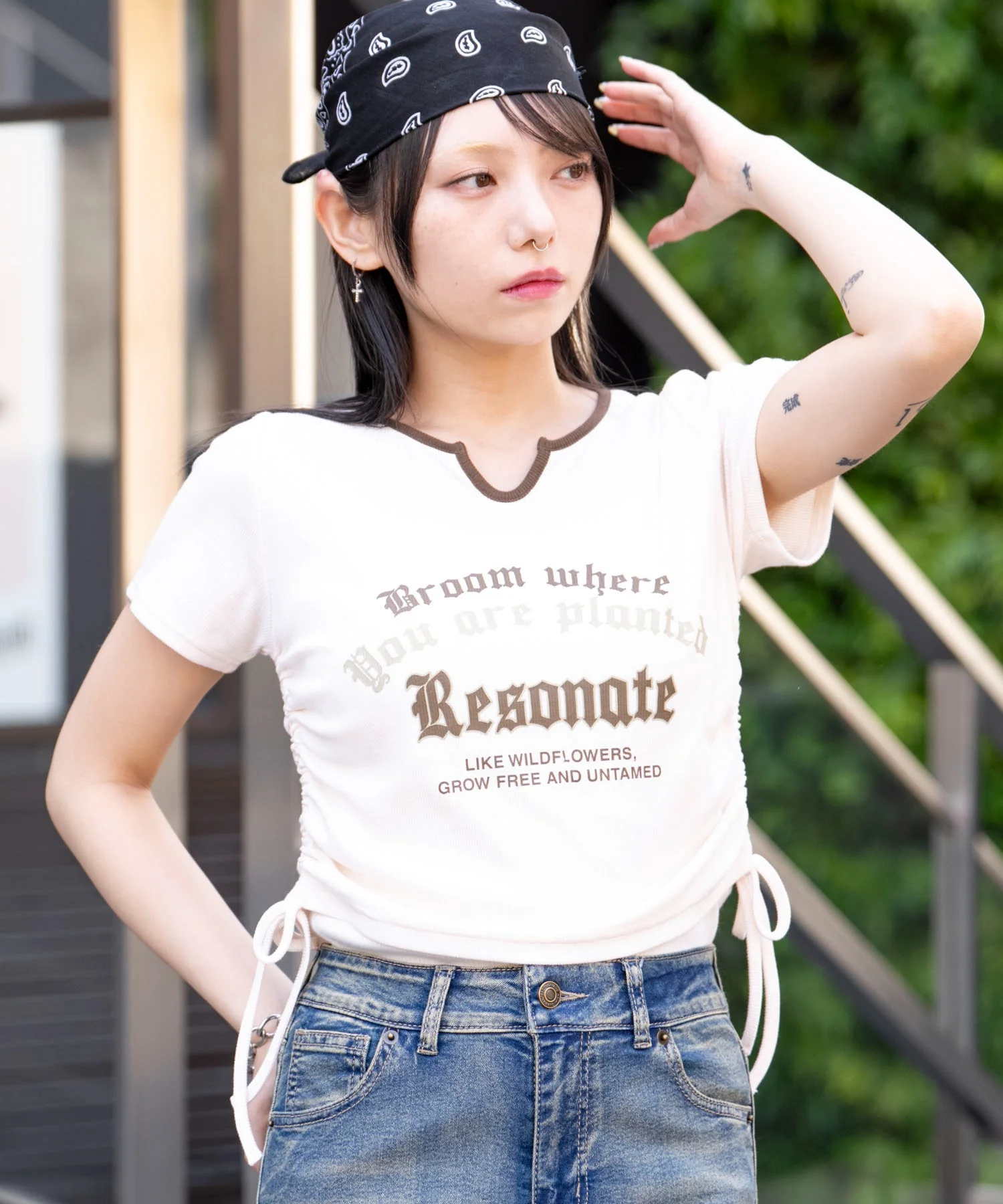 キーネックサイドレースアップちびT - Image 35