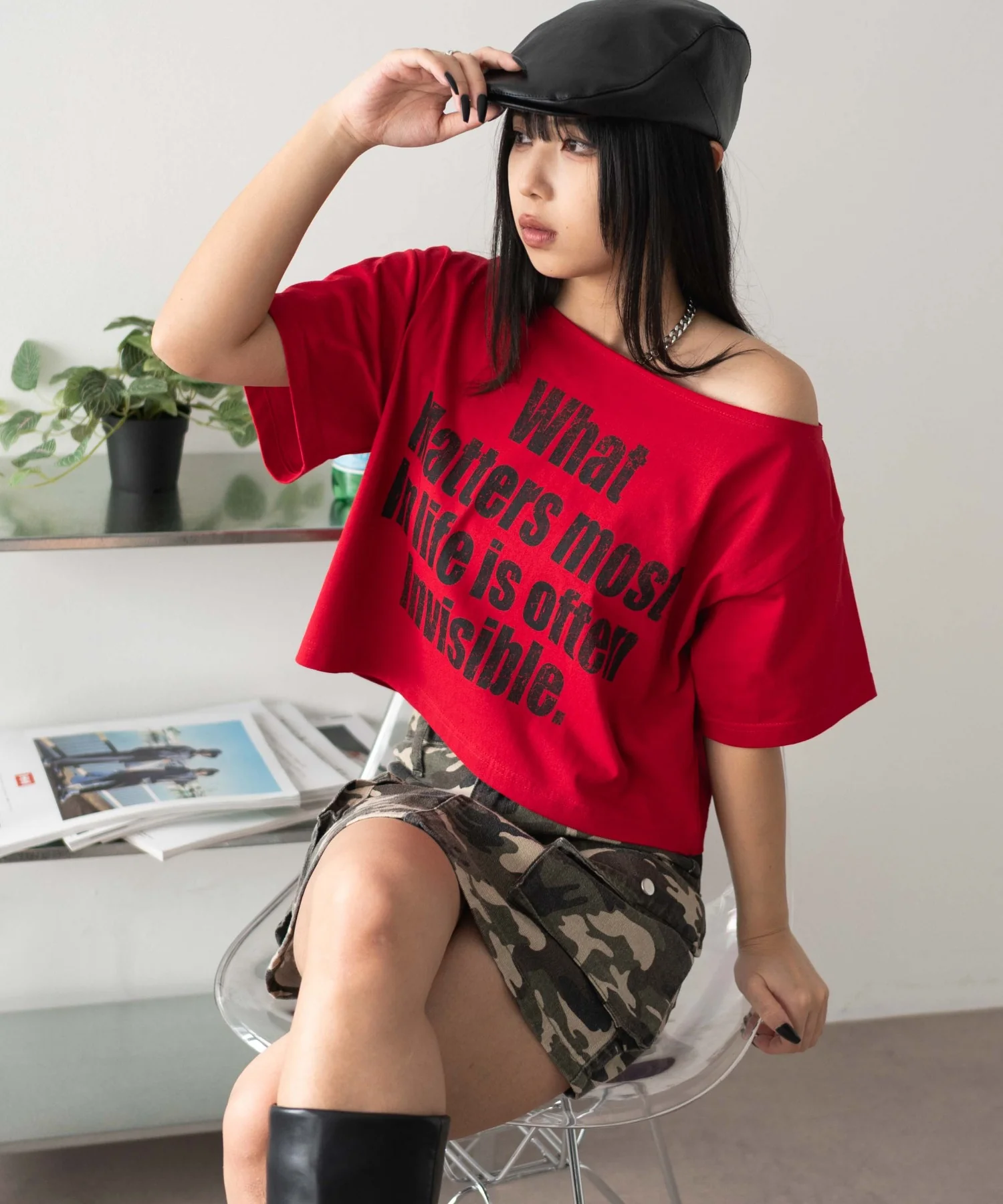 グラフィックオフショルショートT - Image 3