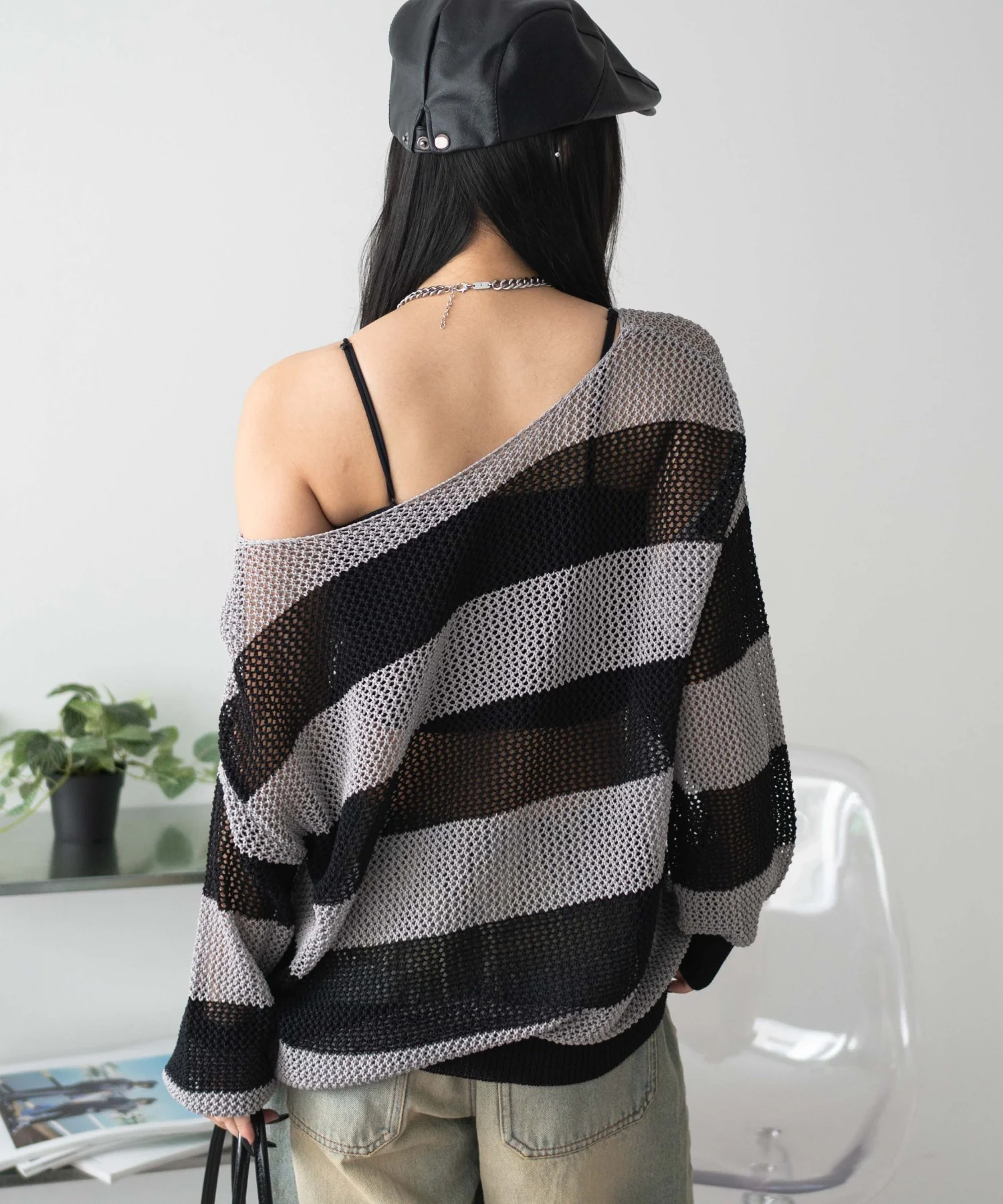 オフショルメッシュニット - Image 10