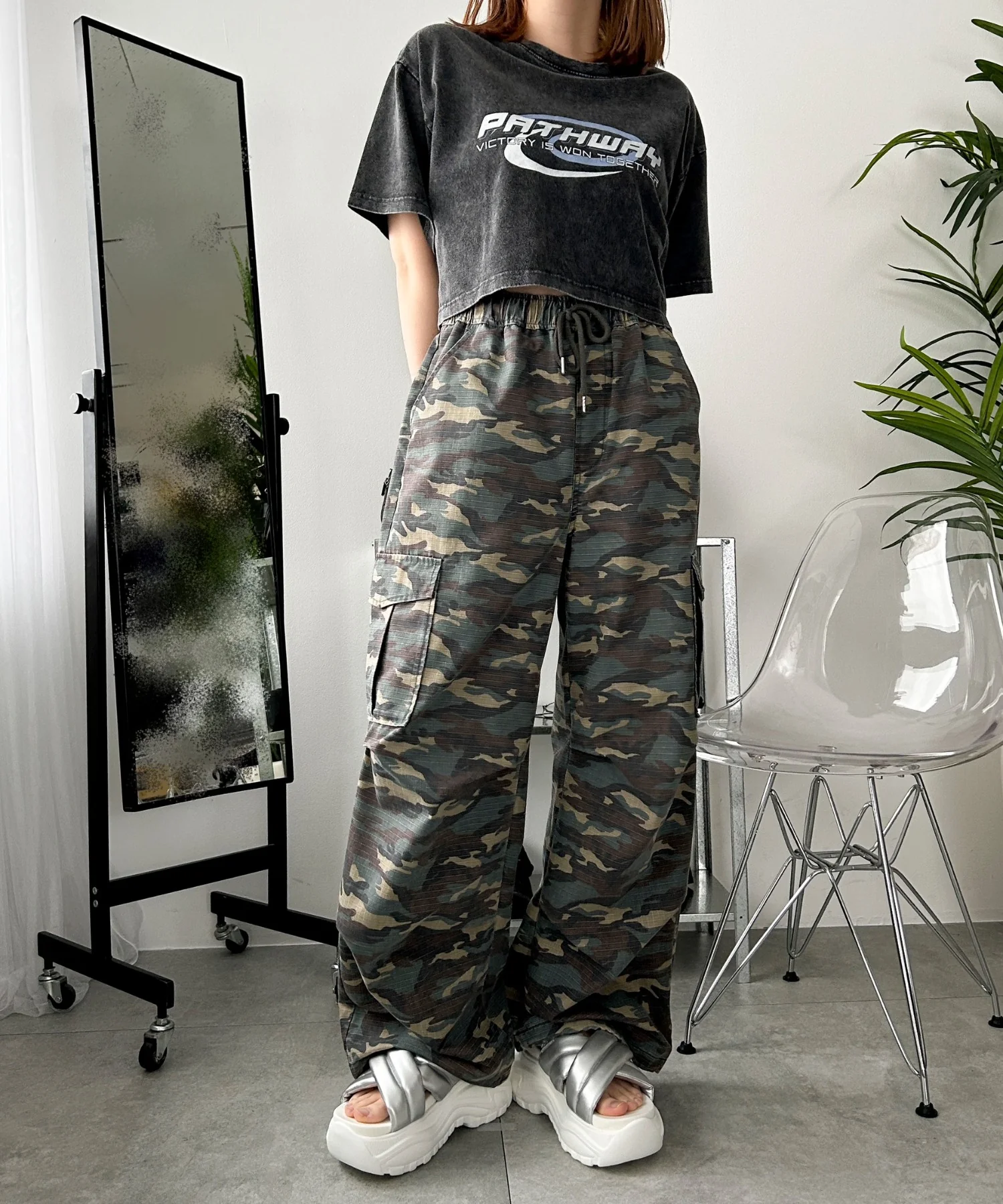 パテッドクロス厚底サンダル - Image 5
