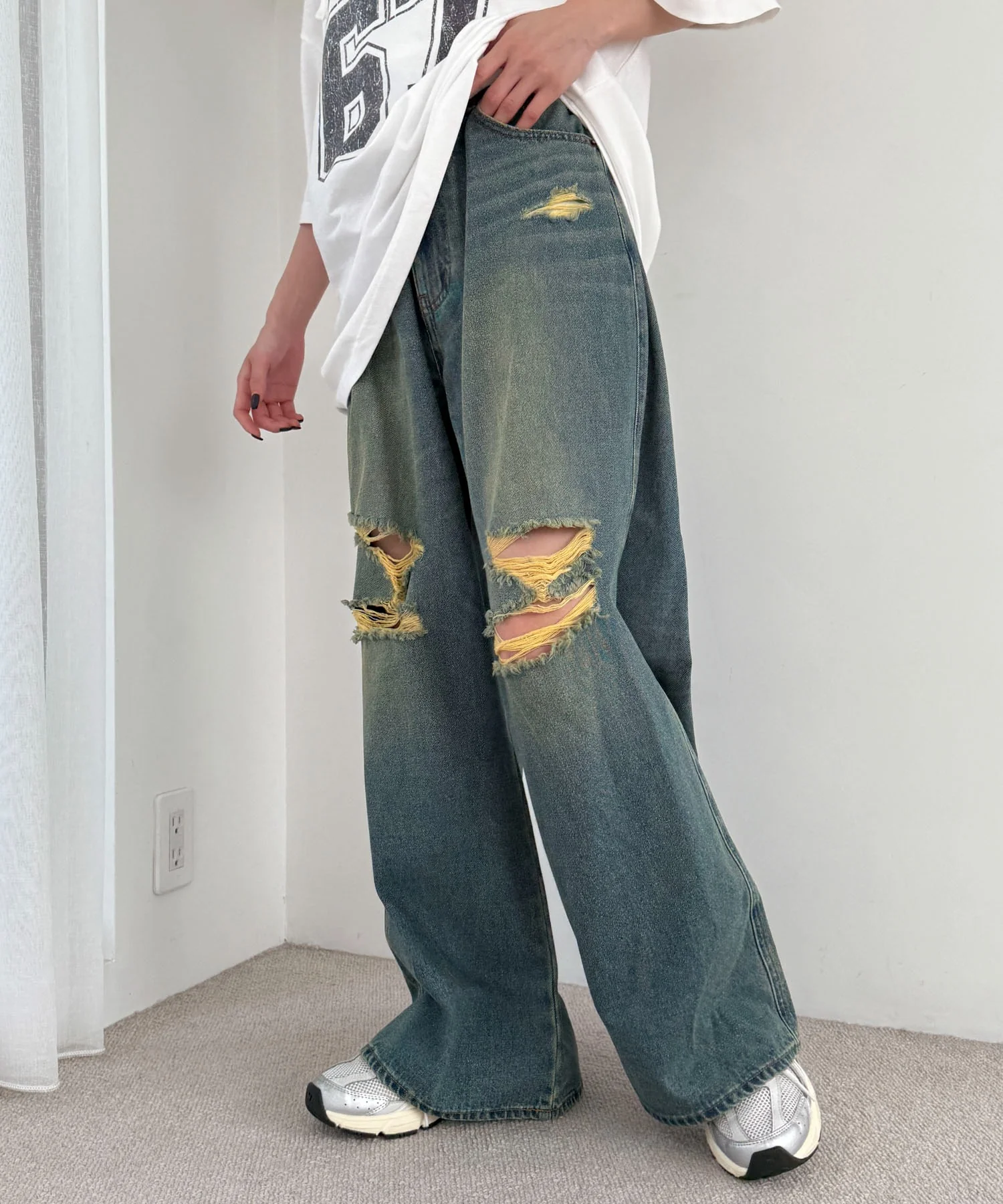 ダメージワイドデニムパンツ - Image 10
