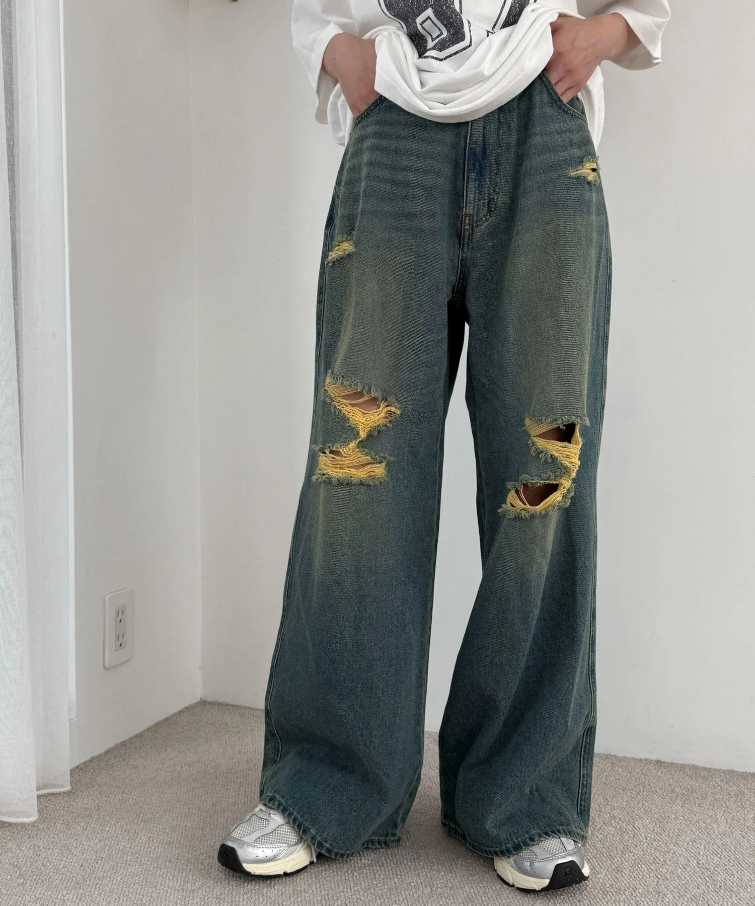 ダメージワイドデニムパンツ - Image 11