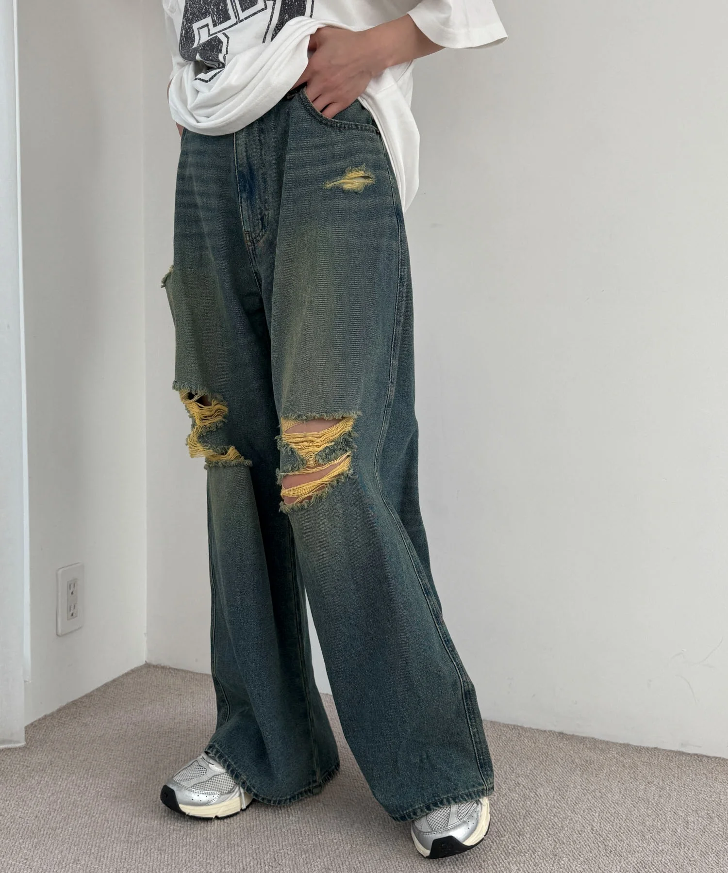 ダメージワイドデニムパンツ - Image 12
