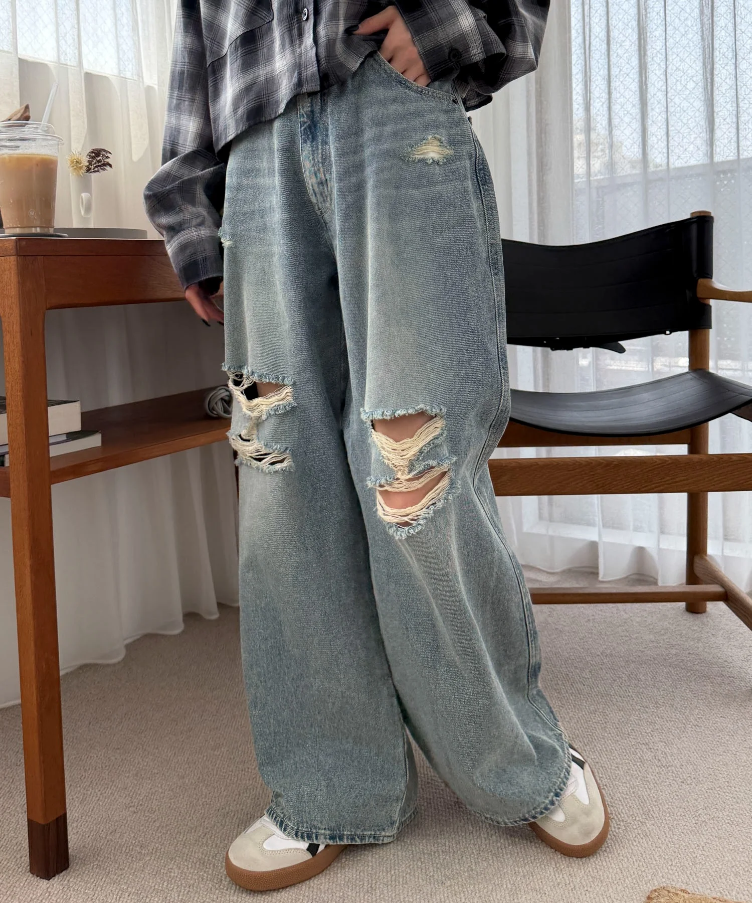 ダメージワイドデニムパンツ - Image 5