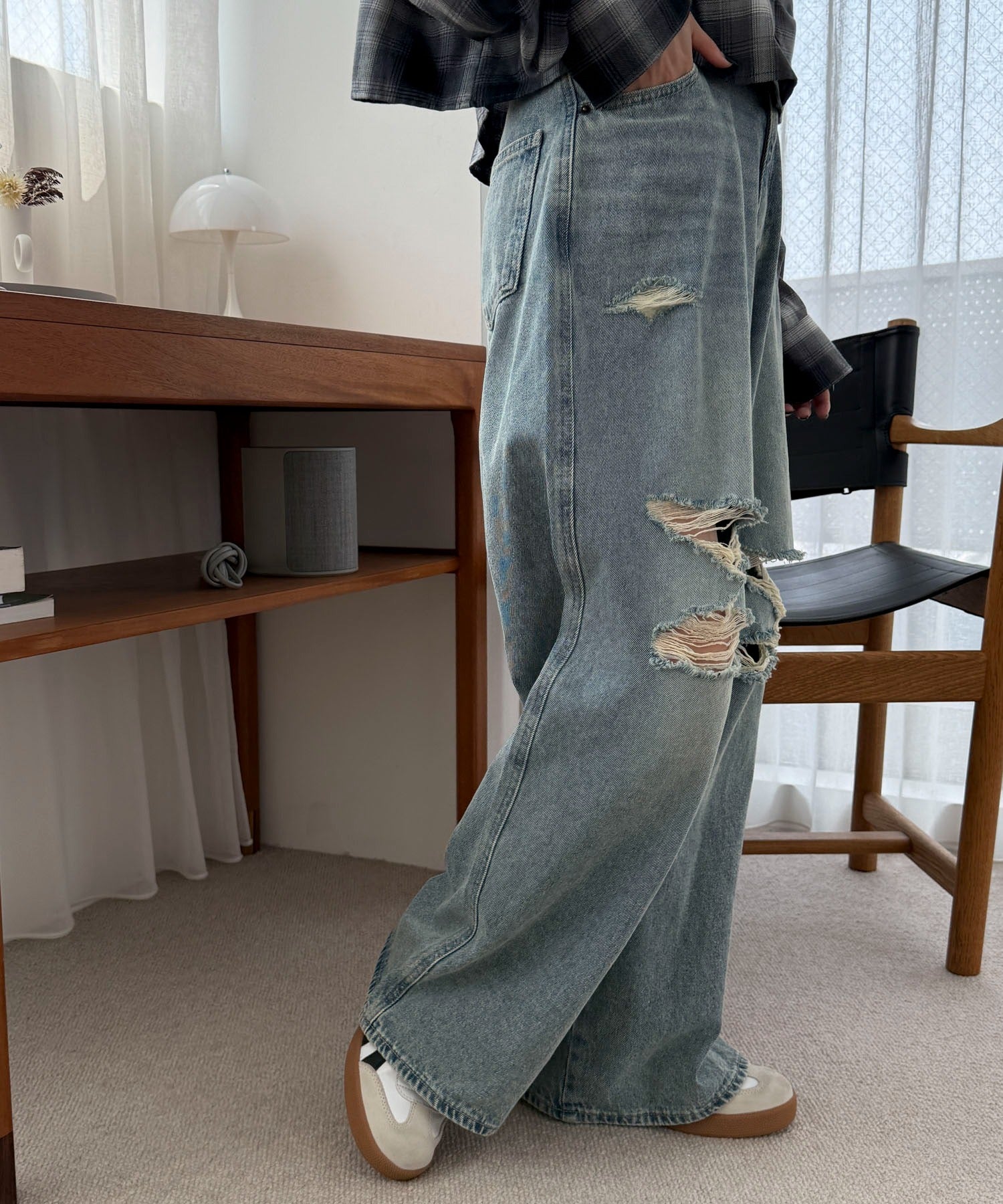 ダメージワイドデニムパンツ - Image 7