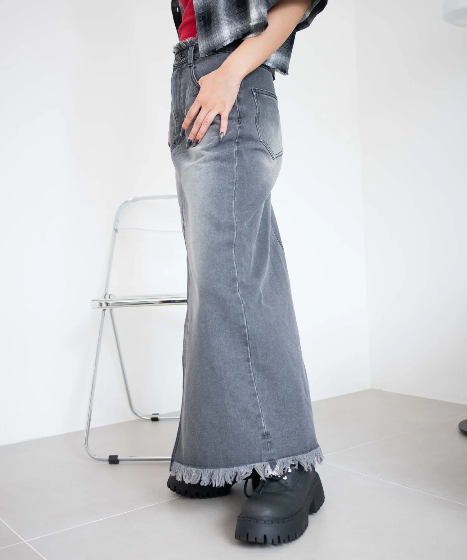 フリンジロングスリットデニムスカート - Image 12