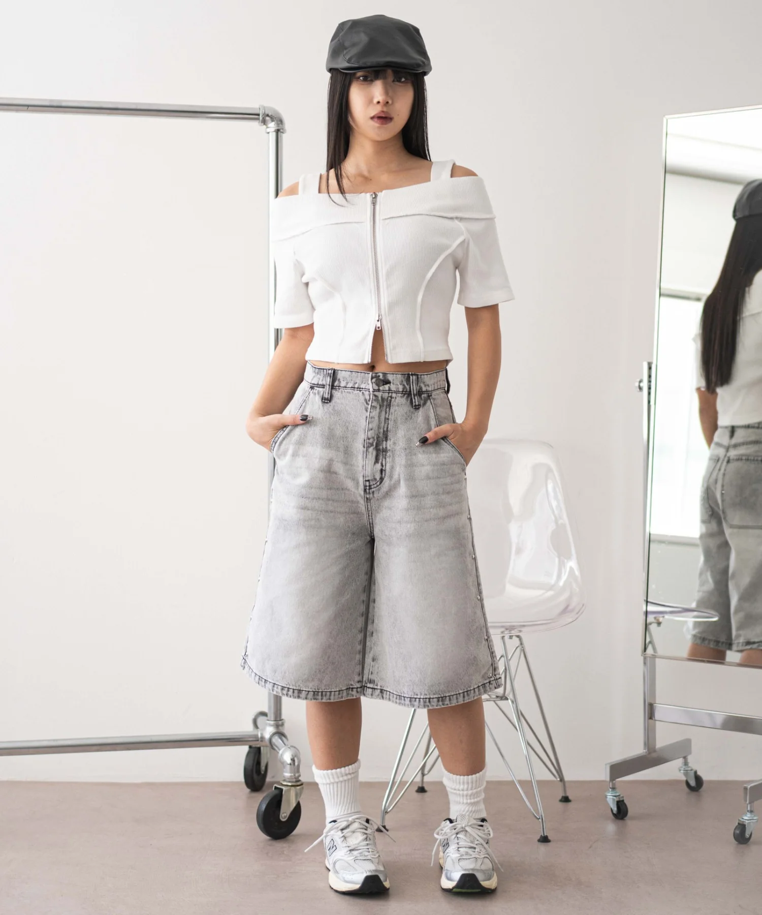 オフショルWジップトップス - Image 3