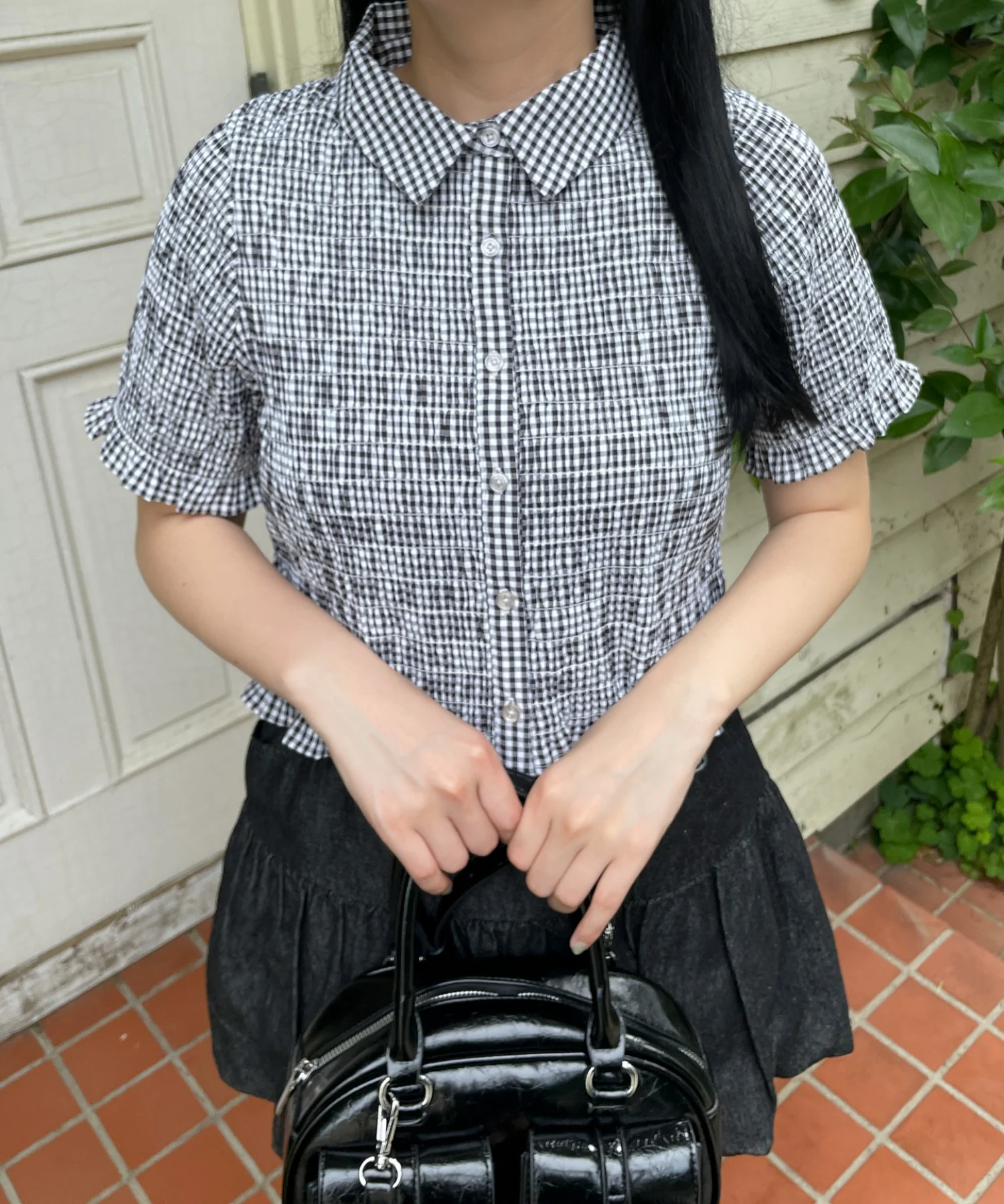 ギンカムチェックシャーリングシャツ