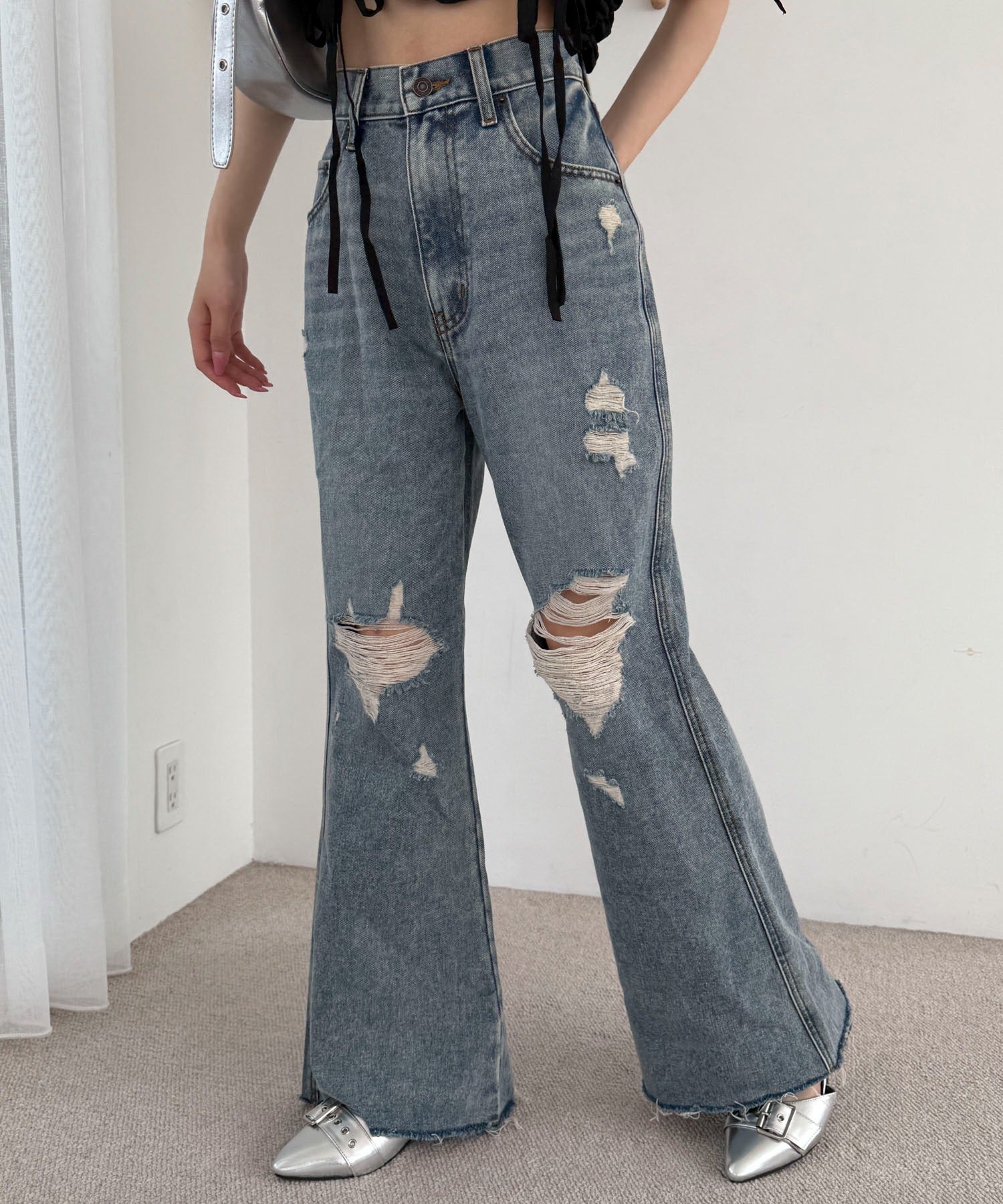 ダメージフレアデニムパンツ - Image 12