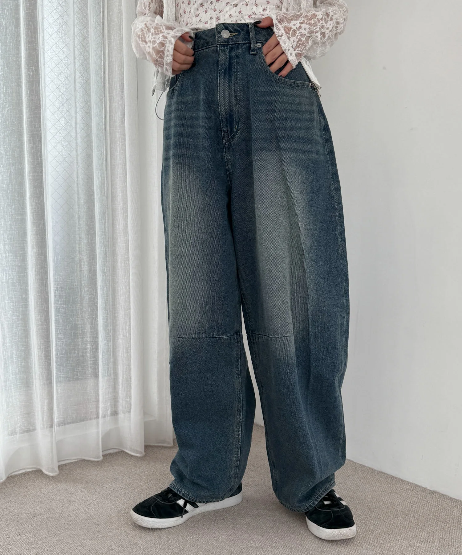 サマーデニムバレルレッグパンツ - Image 2