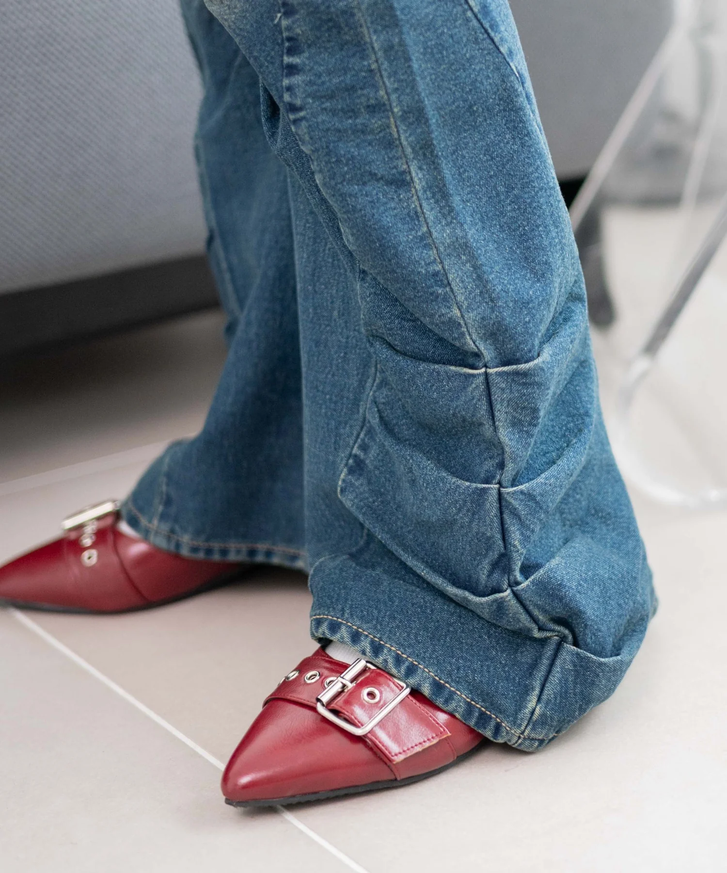 ギャザーデニムフレアパンツ - Image 5