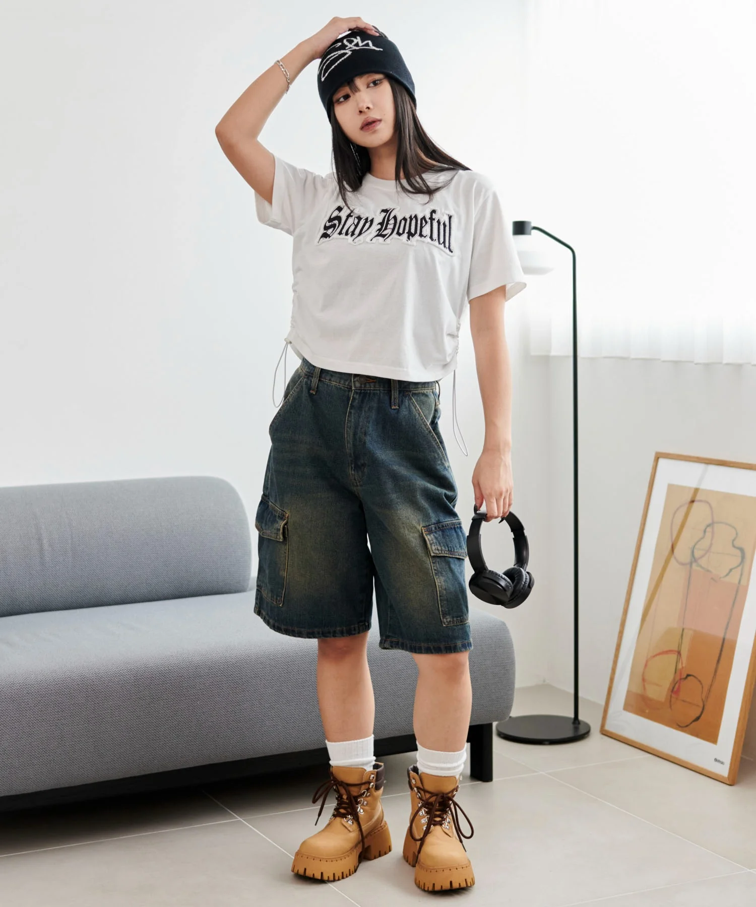 グラフィックサイドドロストショートT - Image 3