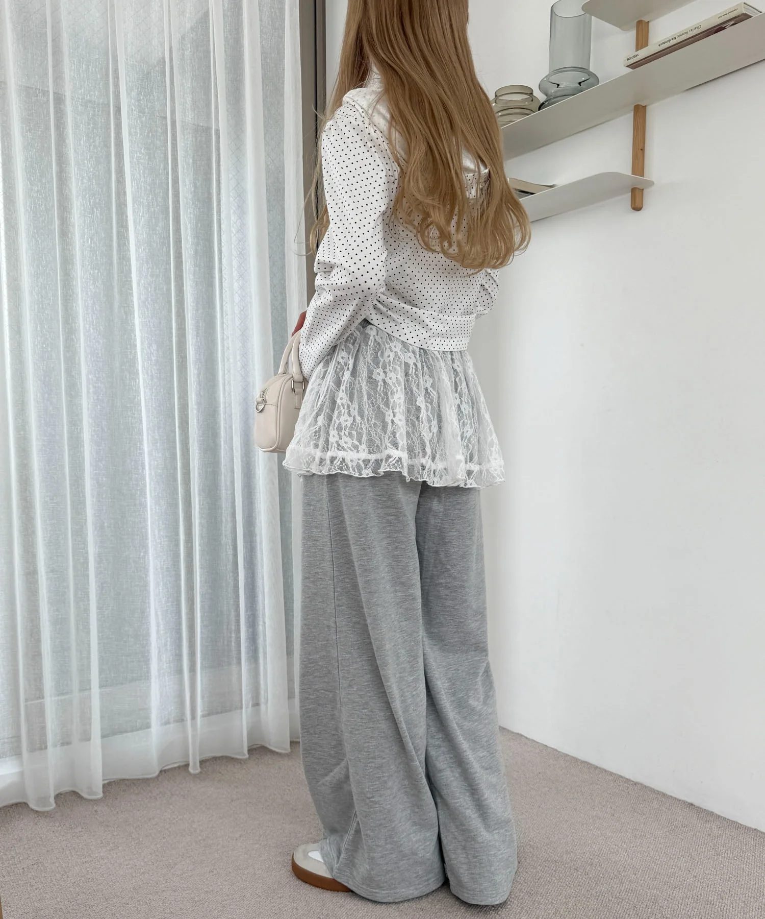 レースレイヤードスウェットパンツ - Image 4
