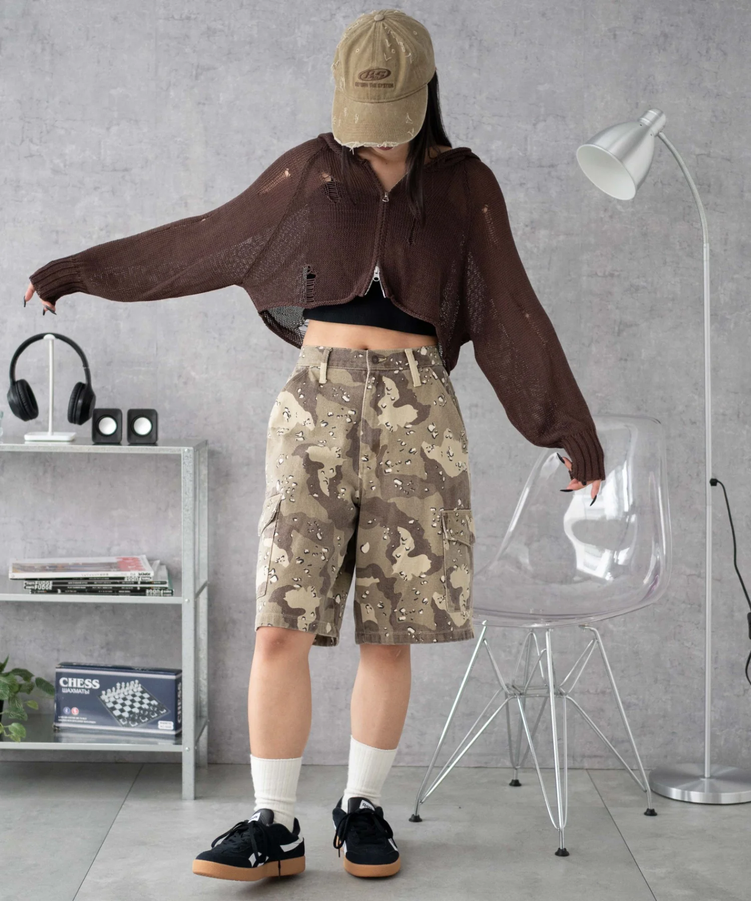 ダメージメッシュショートパーカー - Image 3