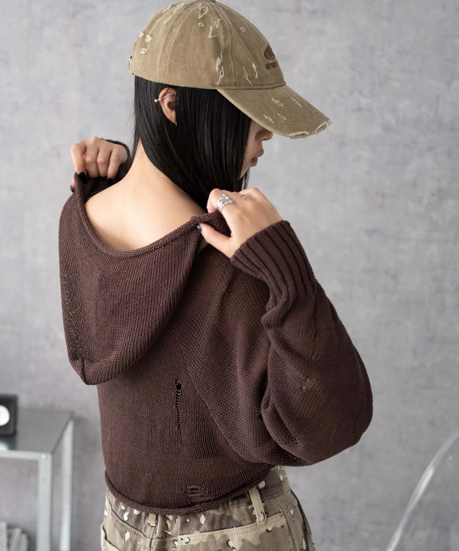 ダメージメッシュショートパーカー - Image 9