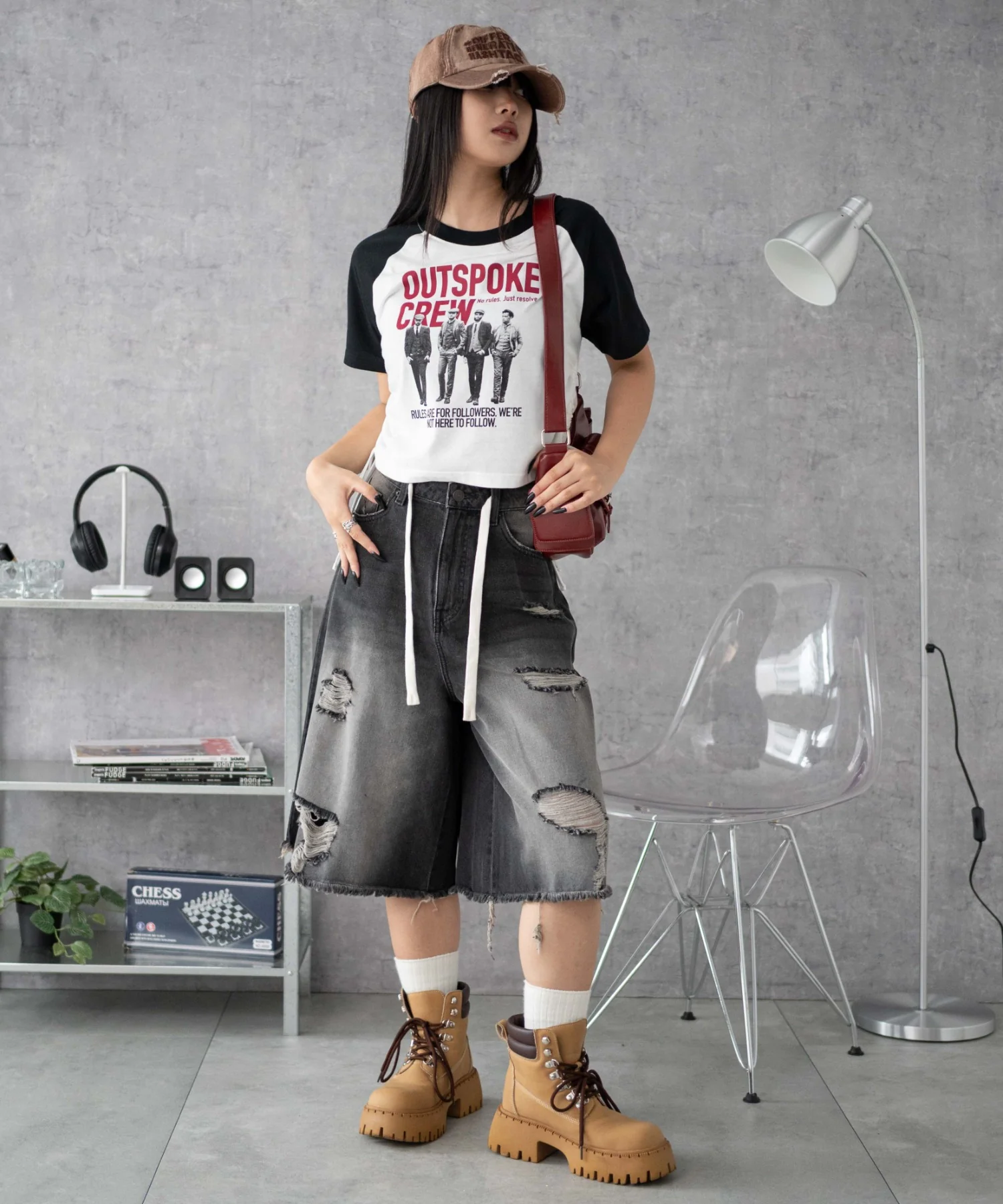 グラフィックショートサイドリボンドロストT - Image 31