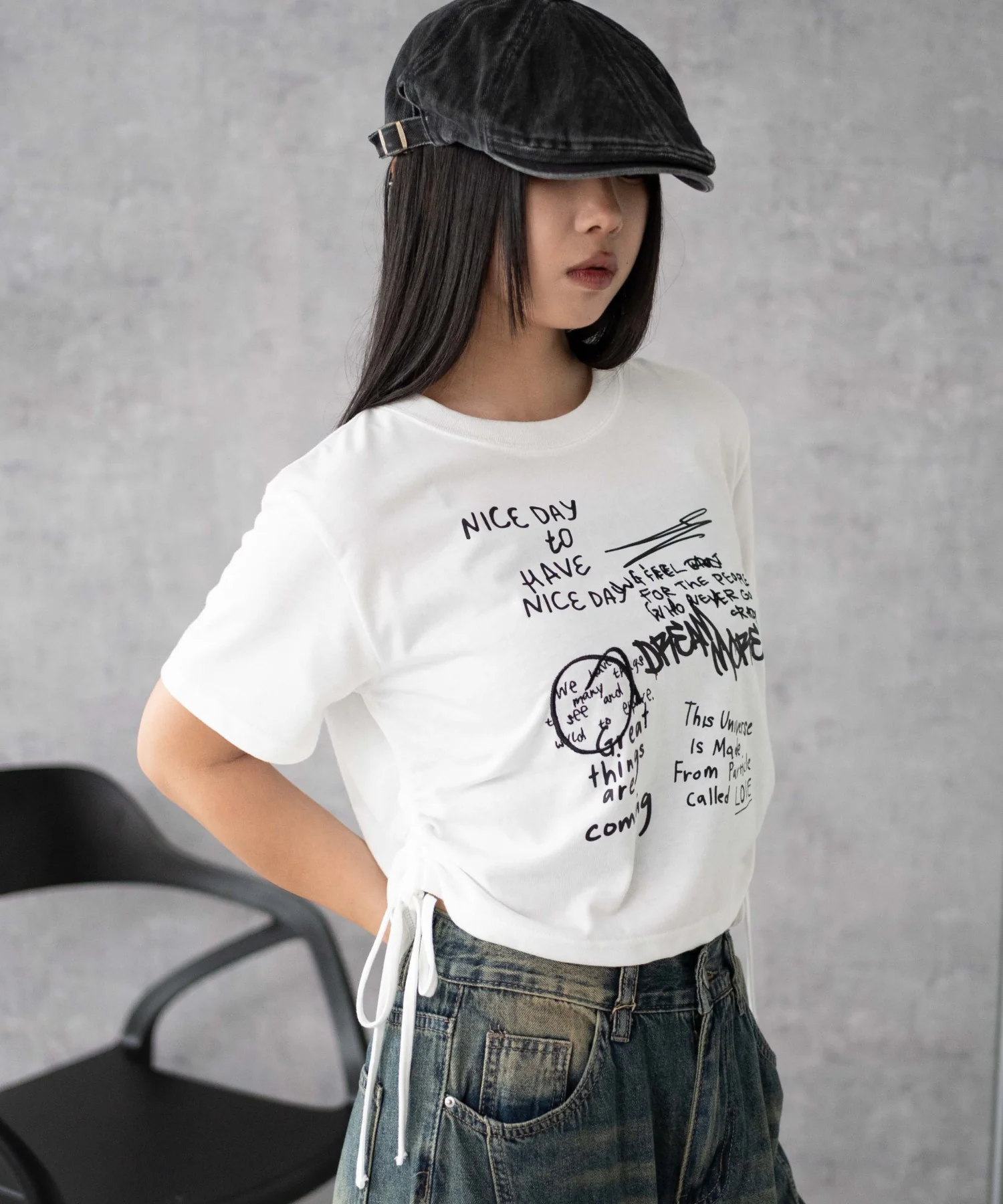 グラフィックショートサイドリボンドロストT - Image 42