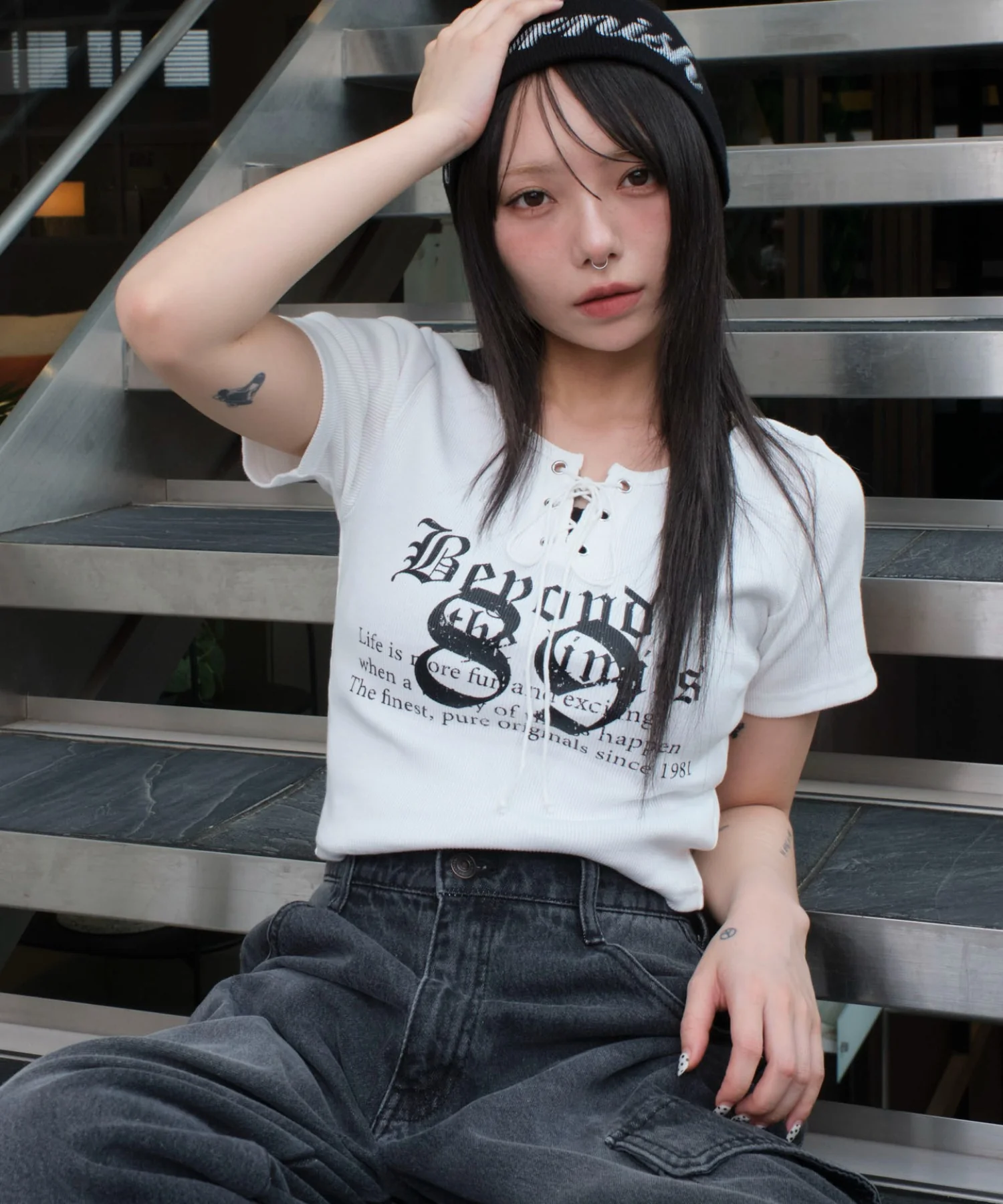 グラフィックレースアップちびT - Image 4