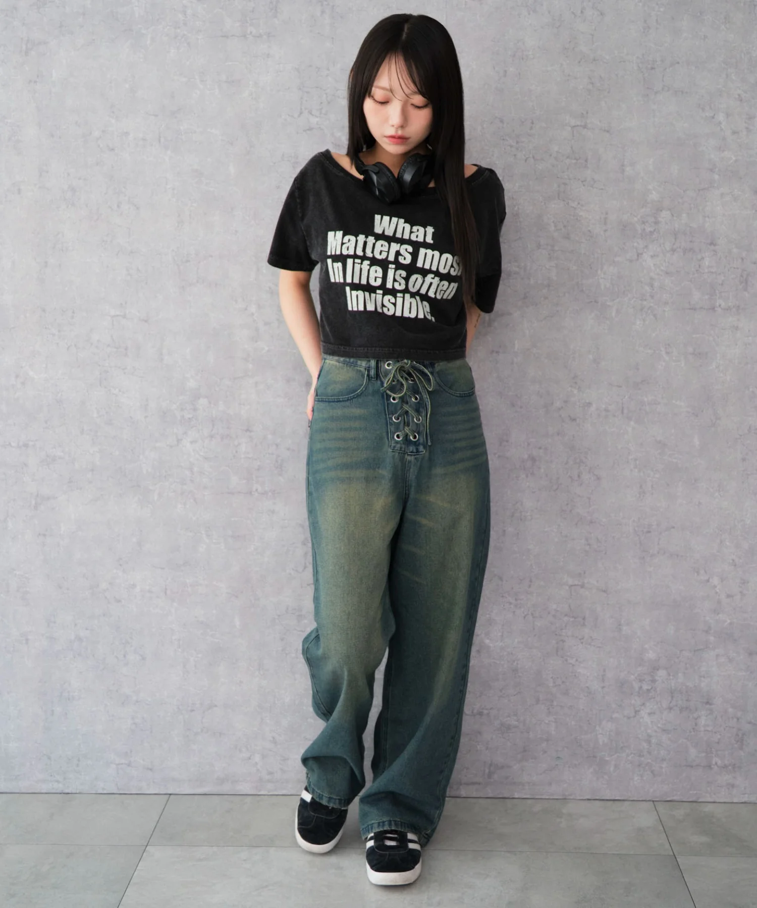 レースアップデニムパンツ - Image 3