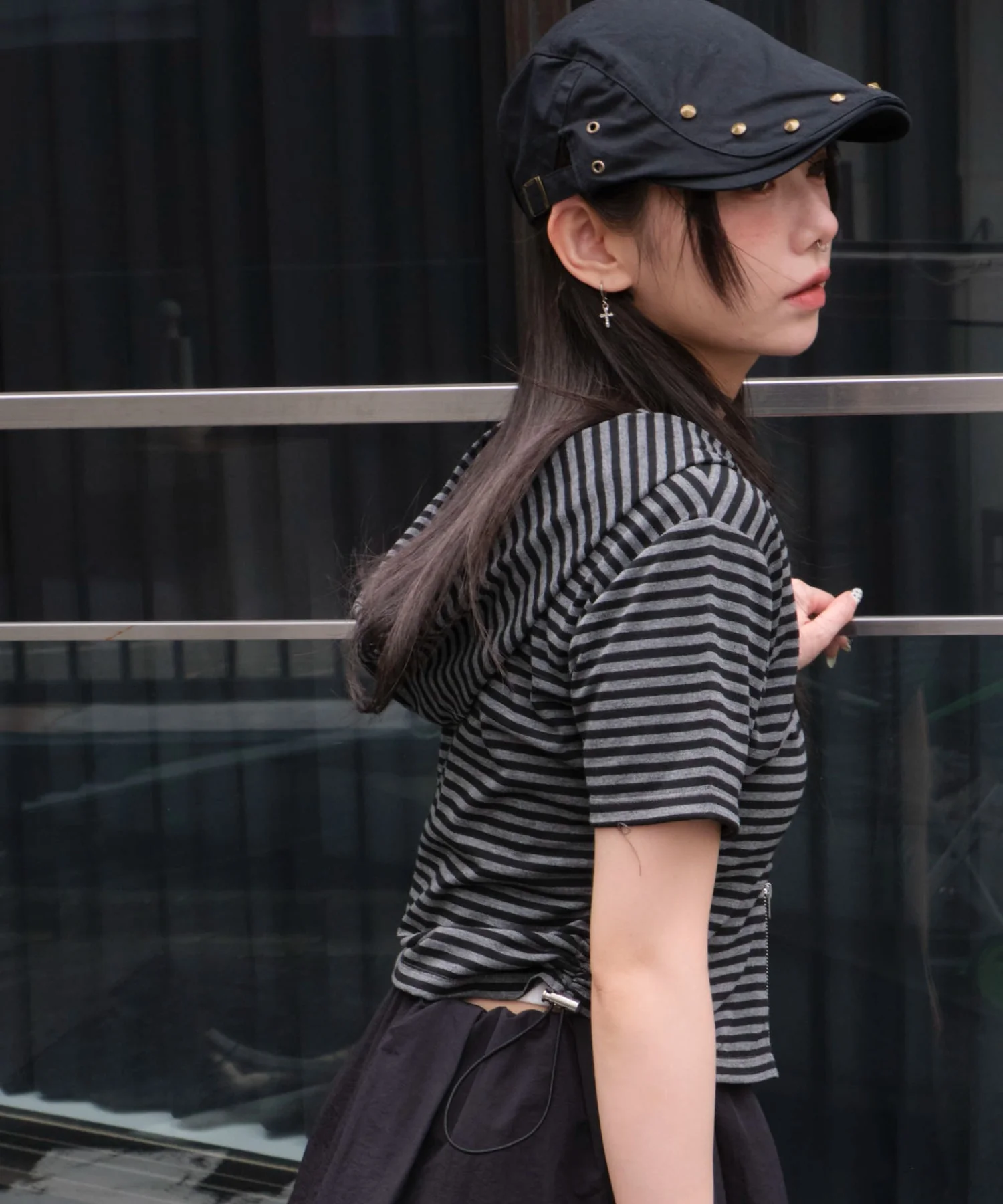 ボーダーサイドドロストWジップパーカー - Image 7