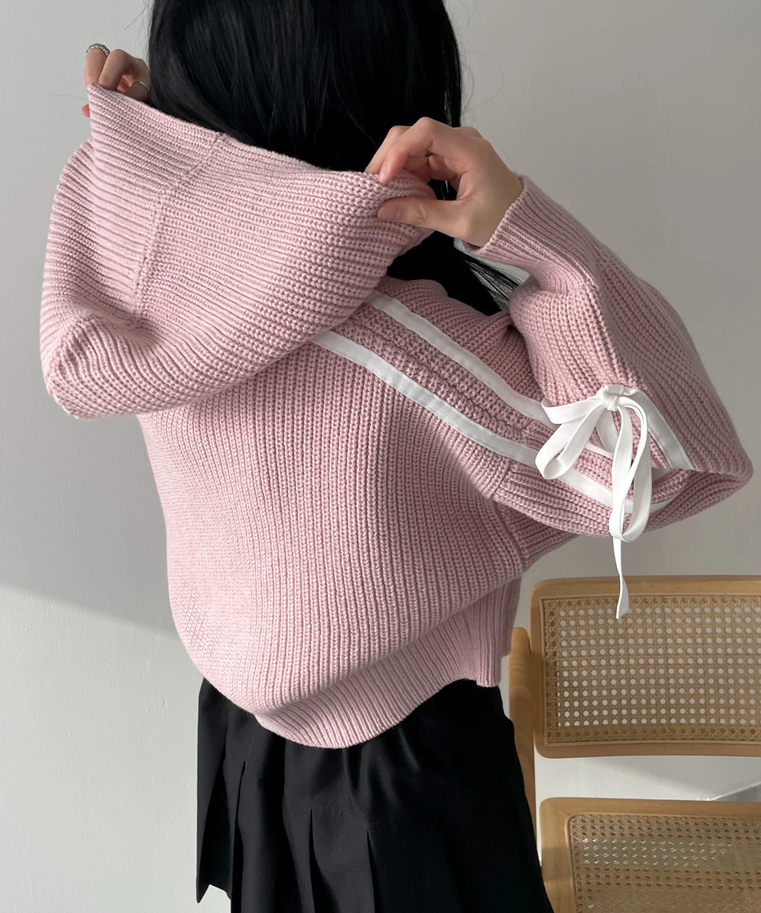 ラインリボンダブルジップニットパーカー - Image 18
